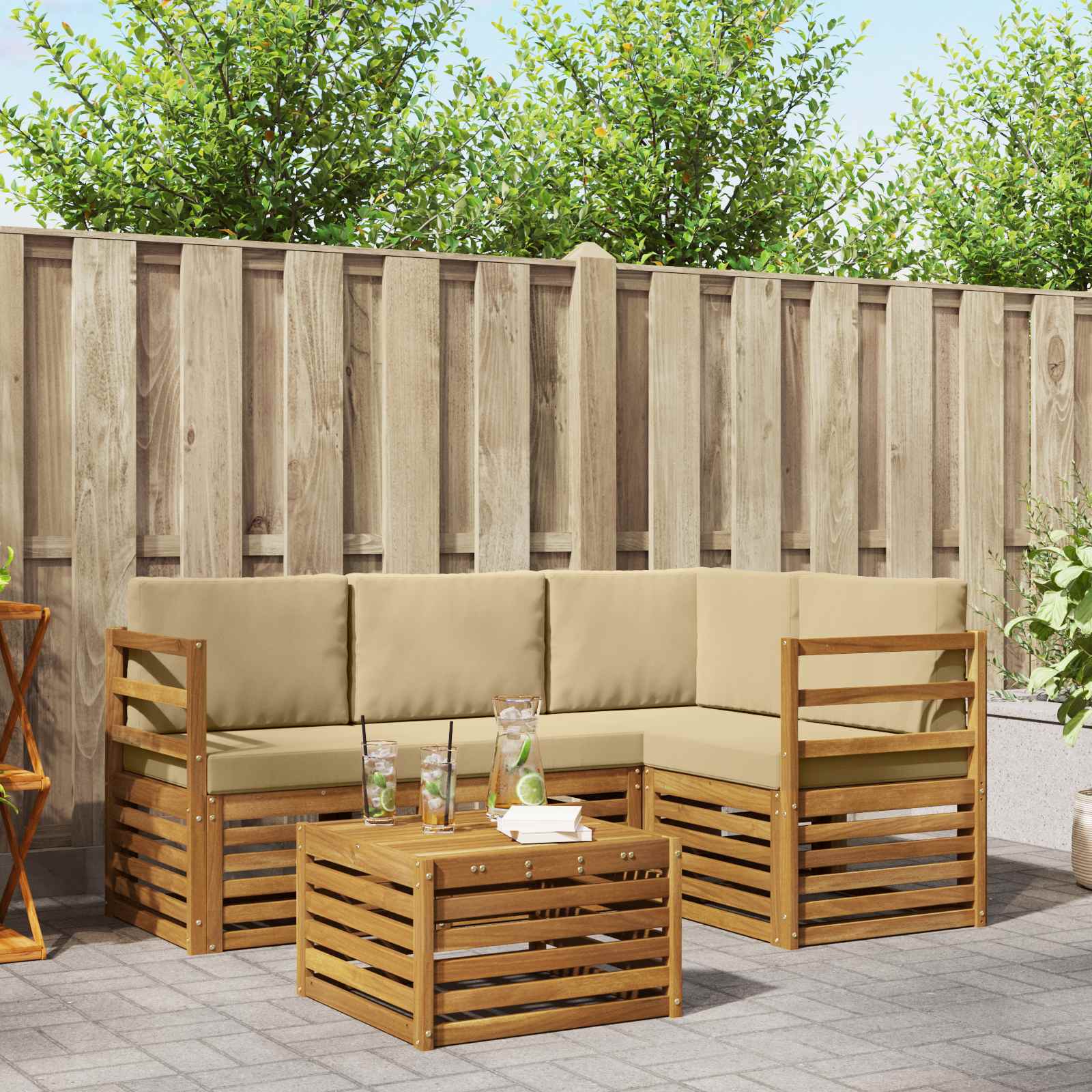 Ensemble de canapés d'extérieur 5 pcs Naturel et Beige - XIOS