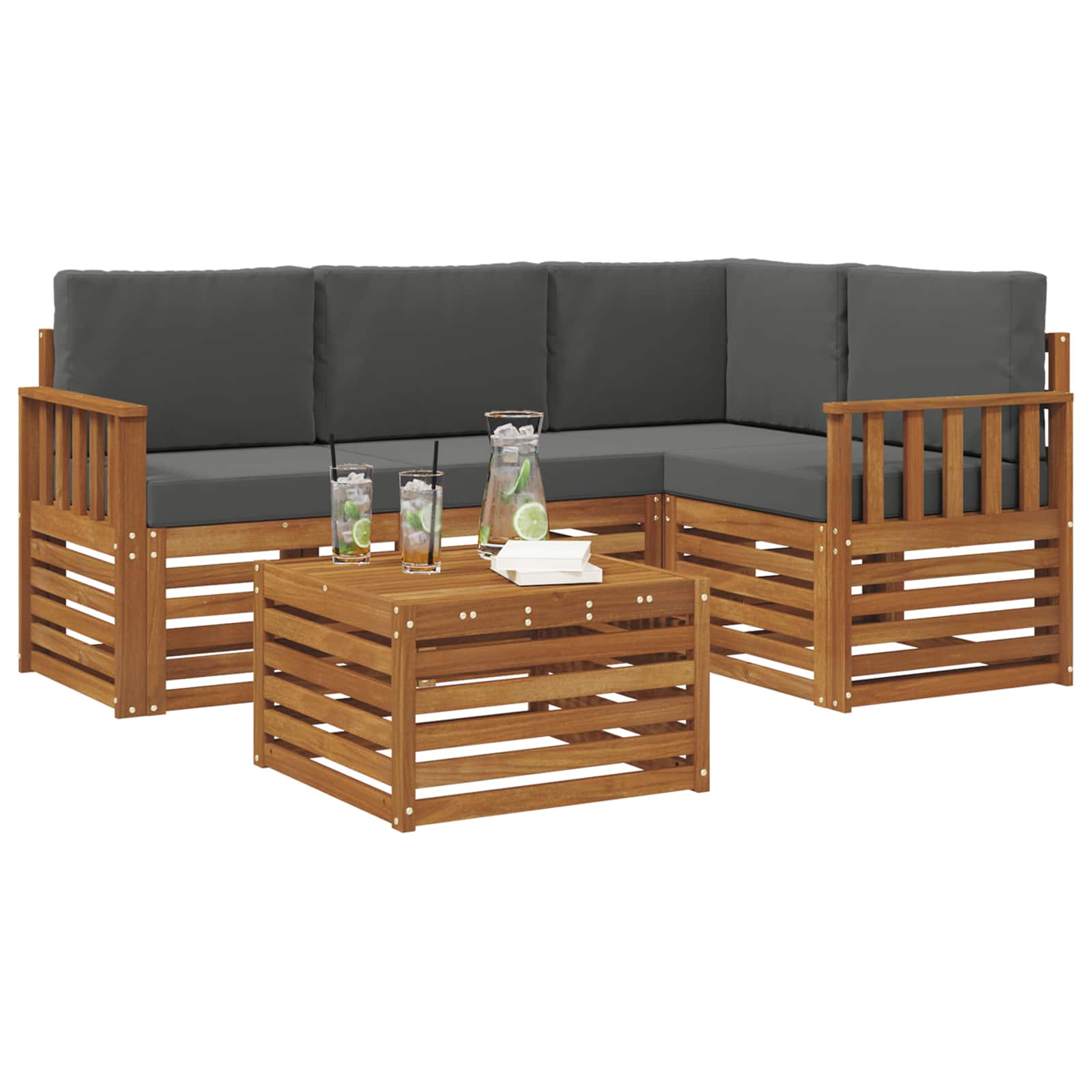 Ensemble de canapés d'extérieur 5 pc Naturel et Anthracite