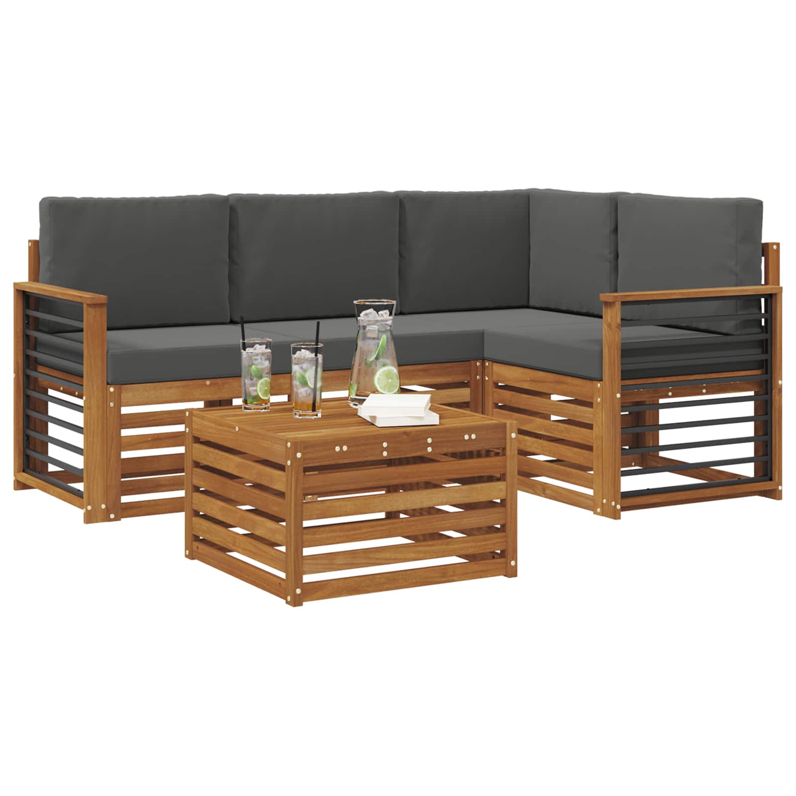 Ensemble de canapés d'extérieur 5 pcs Naturel et Anthracite - XIOS