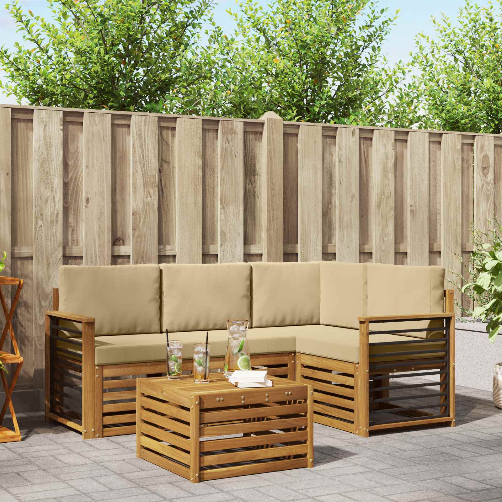 Ensemble de canapés d'extérieur 5 pcs Naturel et Beige - XIOS