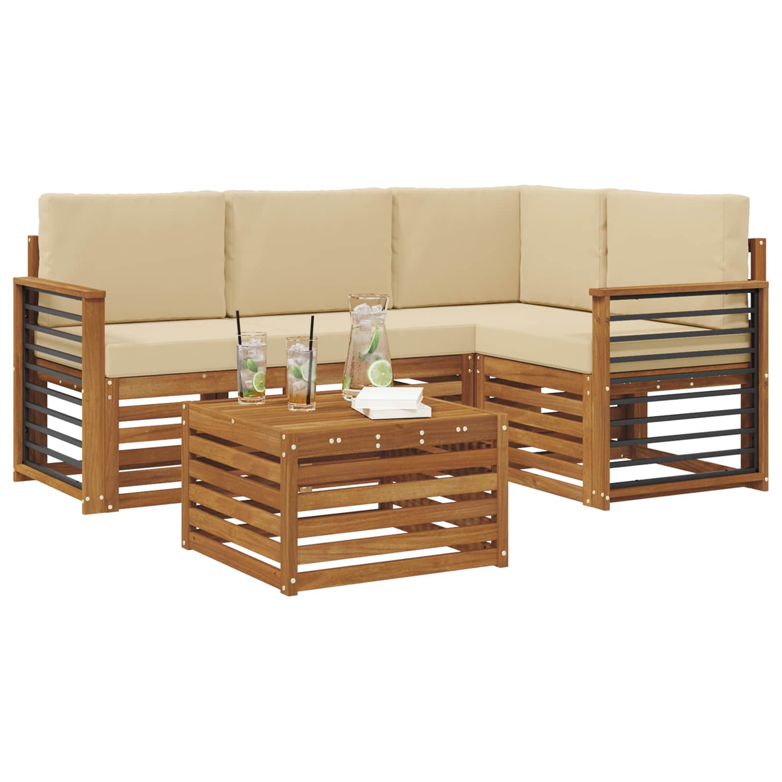 Ensemble de canapés d'extérieur 5 pcs Naturel et Beige - XIOS