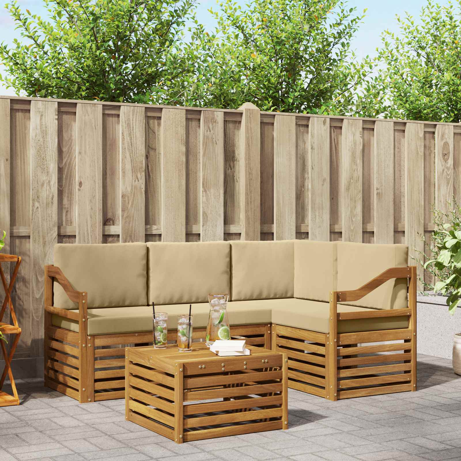 Ensemble de canapés d'extérieur 5 pcs Naturel et Beige - XIOS