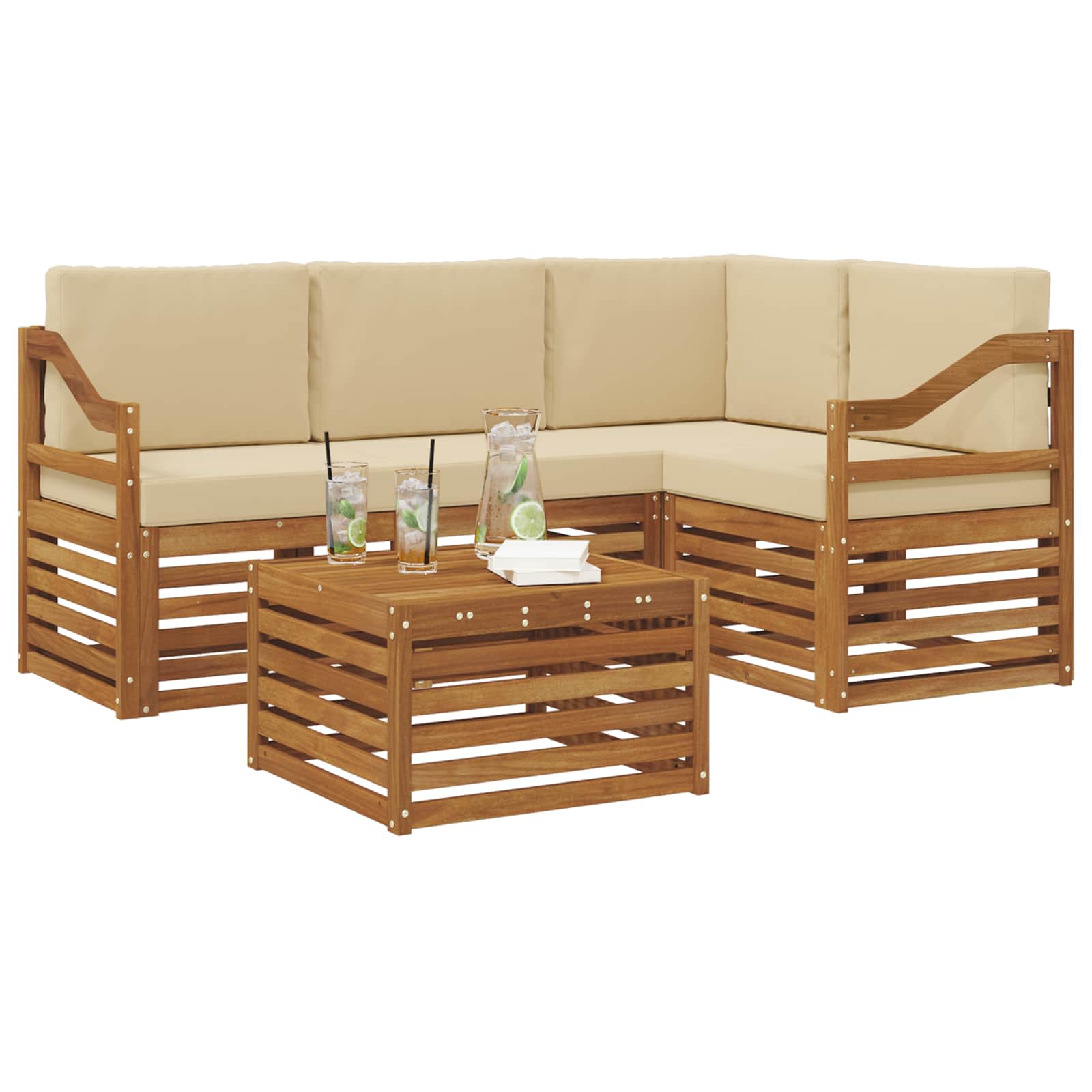 Ensemble de canapés d'extérieur 5 pcs Naturel et Beige - XIOS