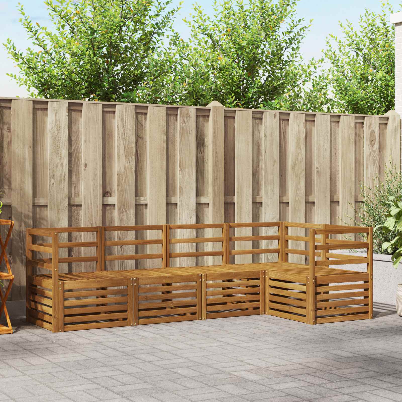 Ensemble de canapé d'angle 5 pcs Naturel Bois d'Acacia Massif - XIOS