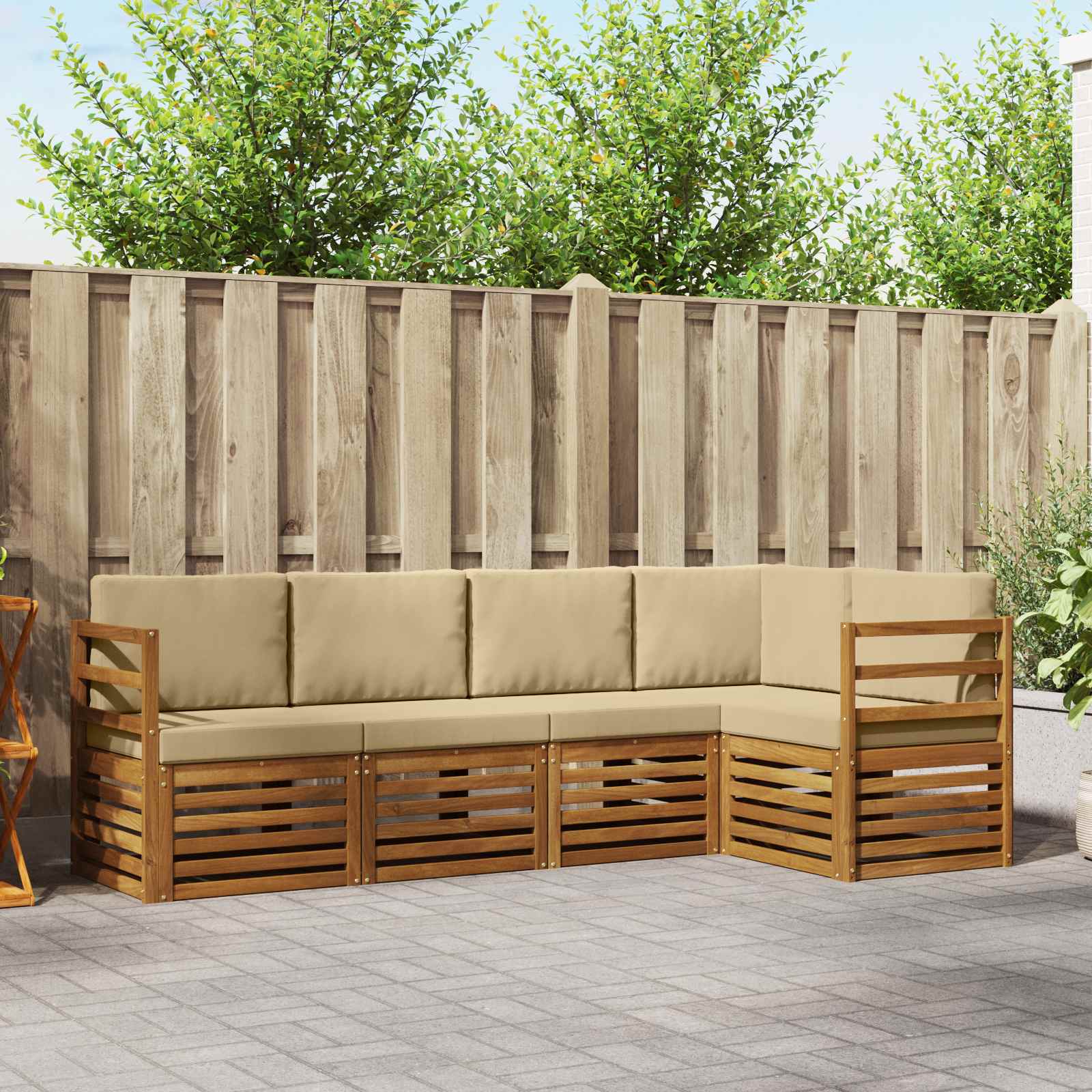 Ensemble de canapé d'angle avec coussin 5 pcs Naturel et Beige - XIOS