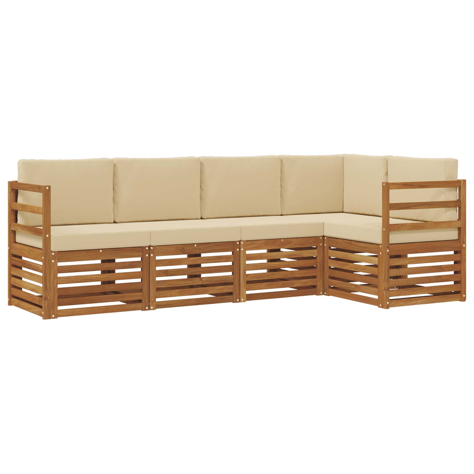 Ensemble de canapé d'angle avec coussin 5 pcs Naturel et Beige - XIOS