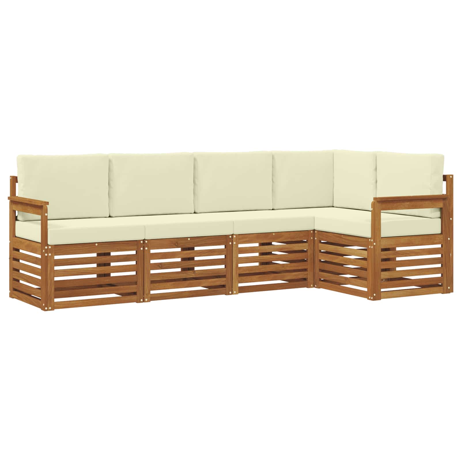 Ensemble de canapé d'angle avec coussin 5 pcs Naturel et Crème - XIOS