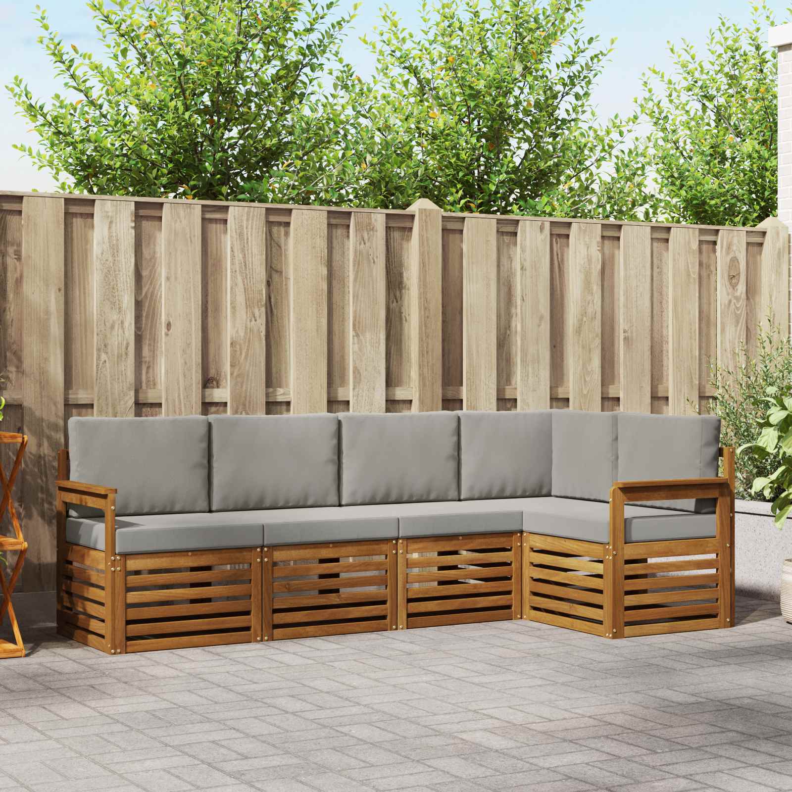 Ensemble de canapé d'angle 5 pcs Gris Naturel et Clair - XIOS