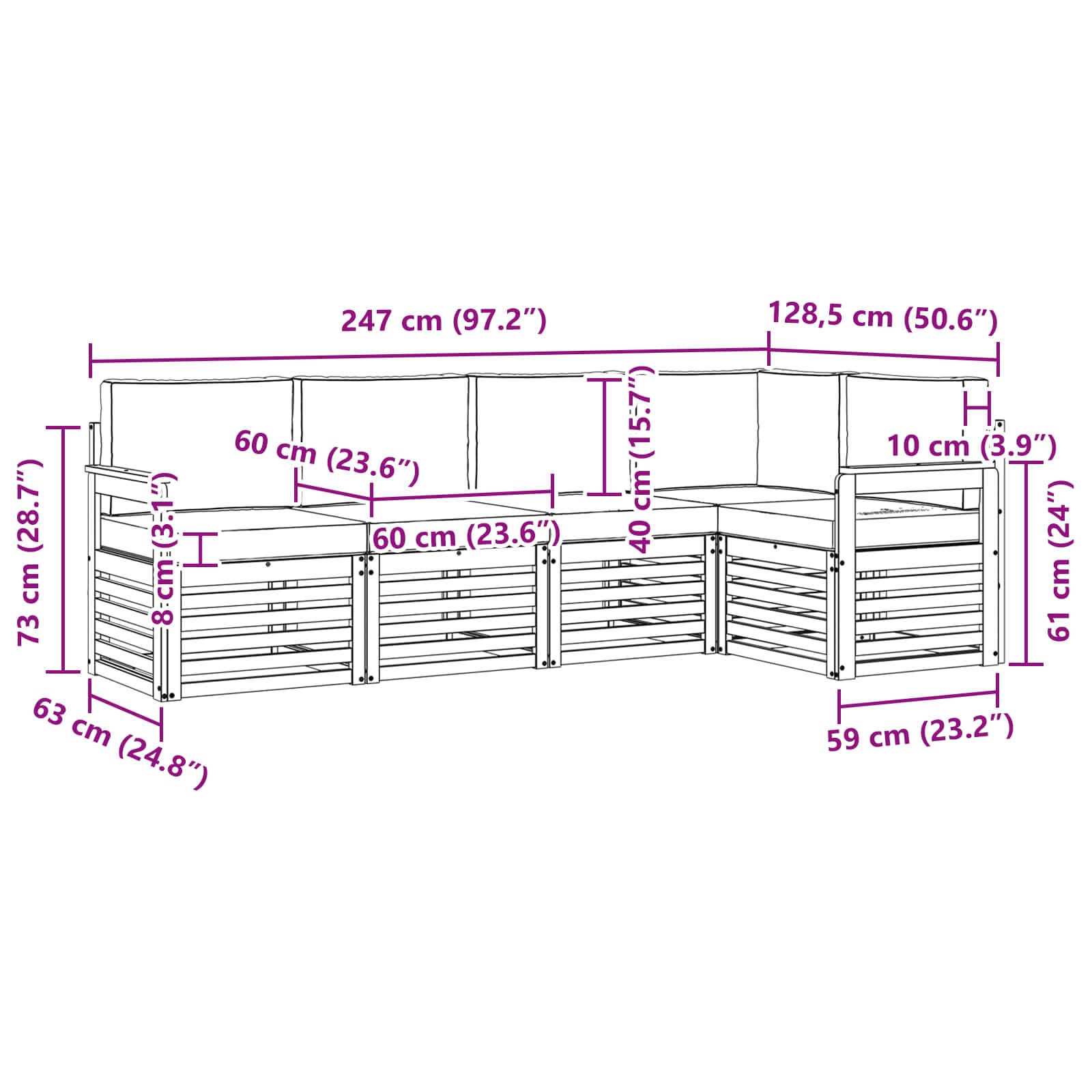 Ensemble de canapé d'angle 5 pcs Naturel et Anthracite - XIOS