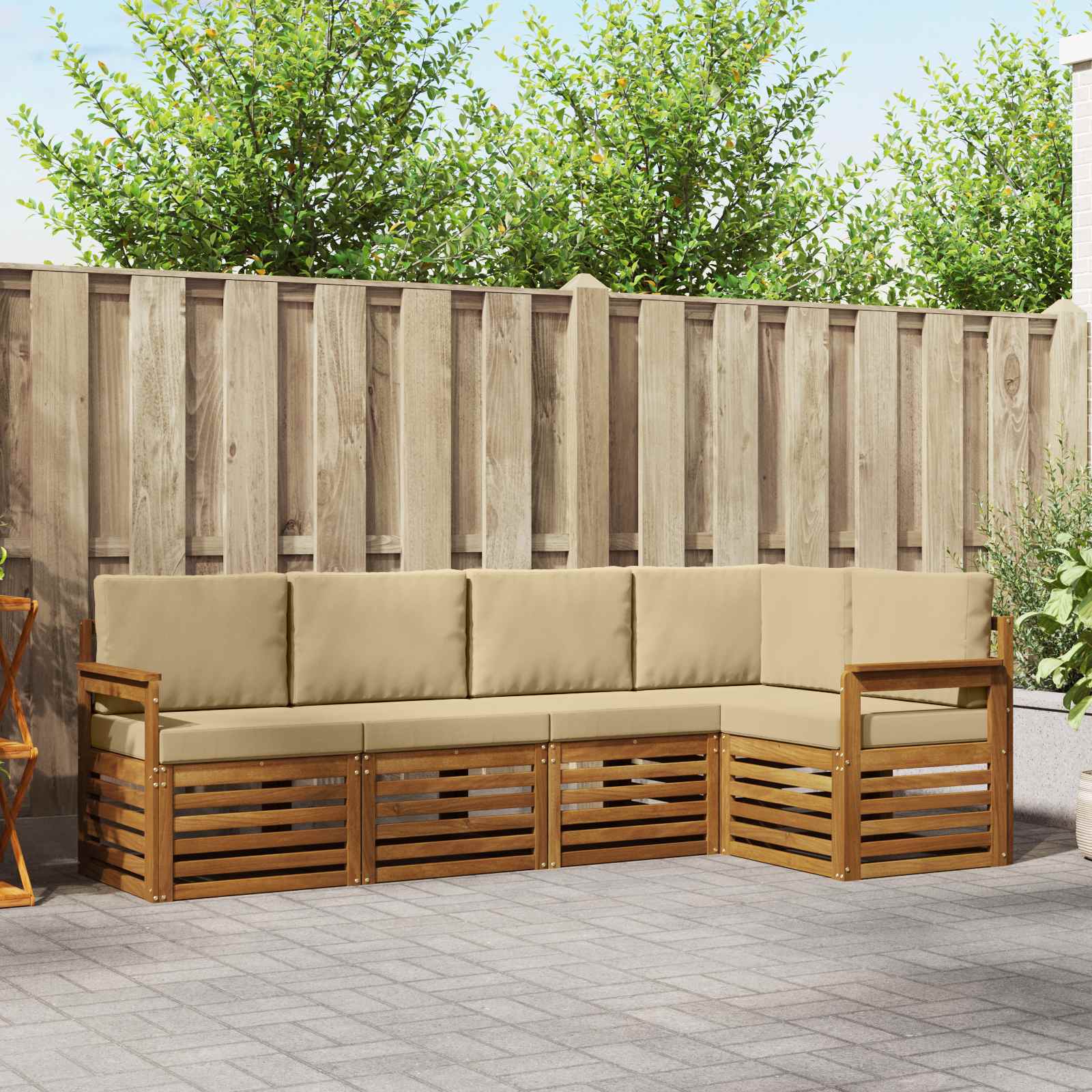 Ensemble de canapé d'angle avec coussin 5 pcs Naturel et Beige - XIOS