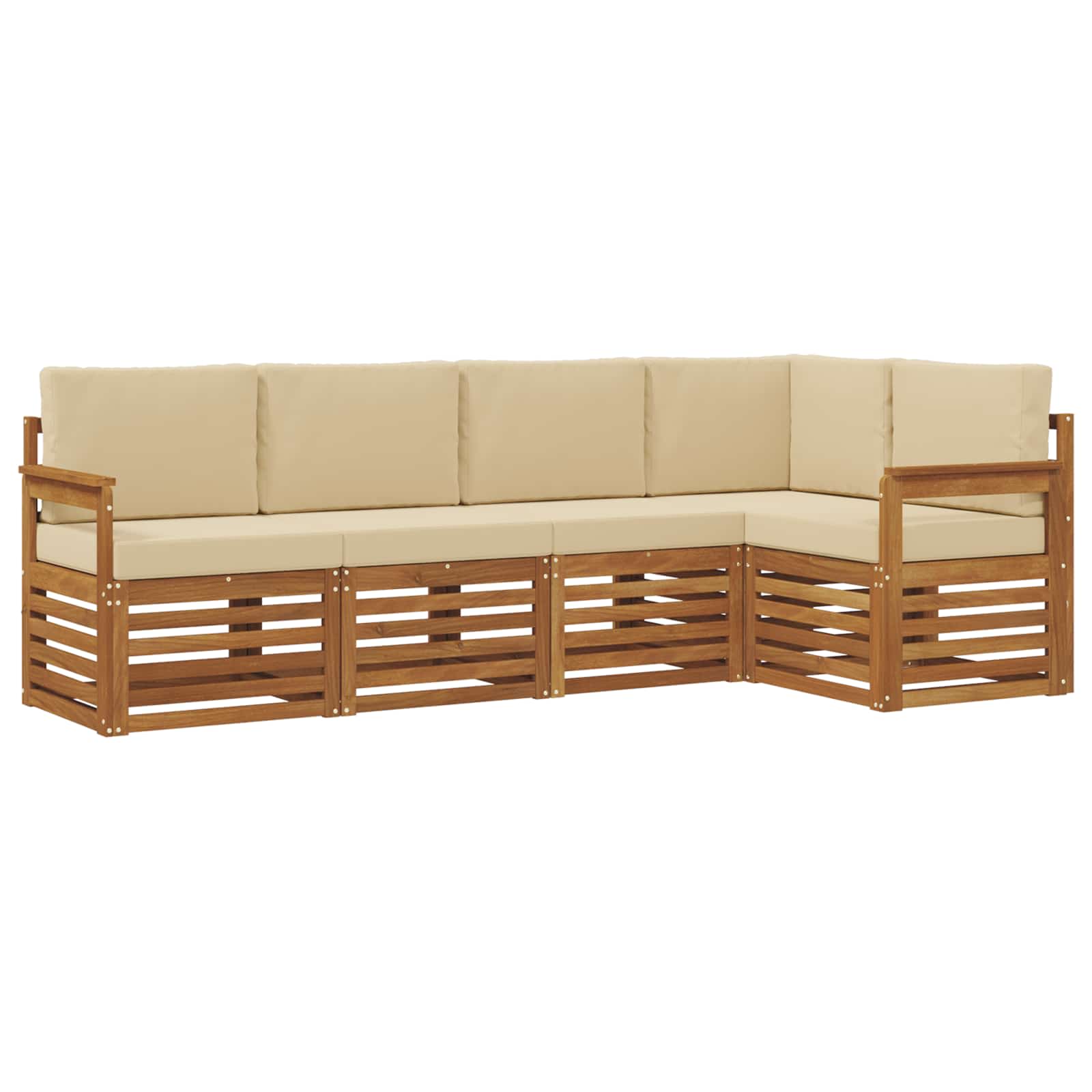 Ensemble de canapé d'angle avec coussin 5 pcs Naturel et Beige - XIOS