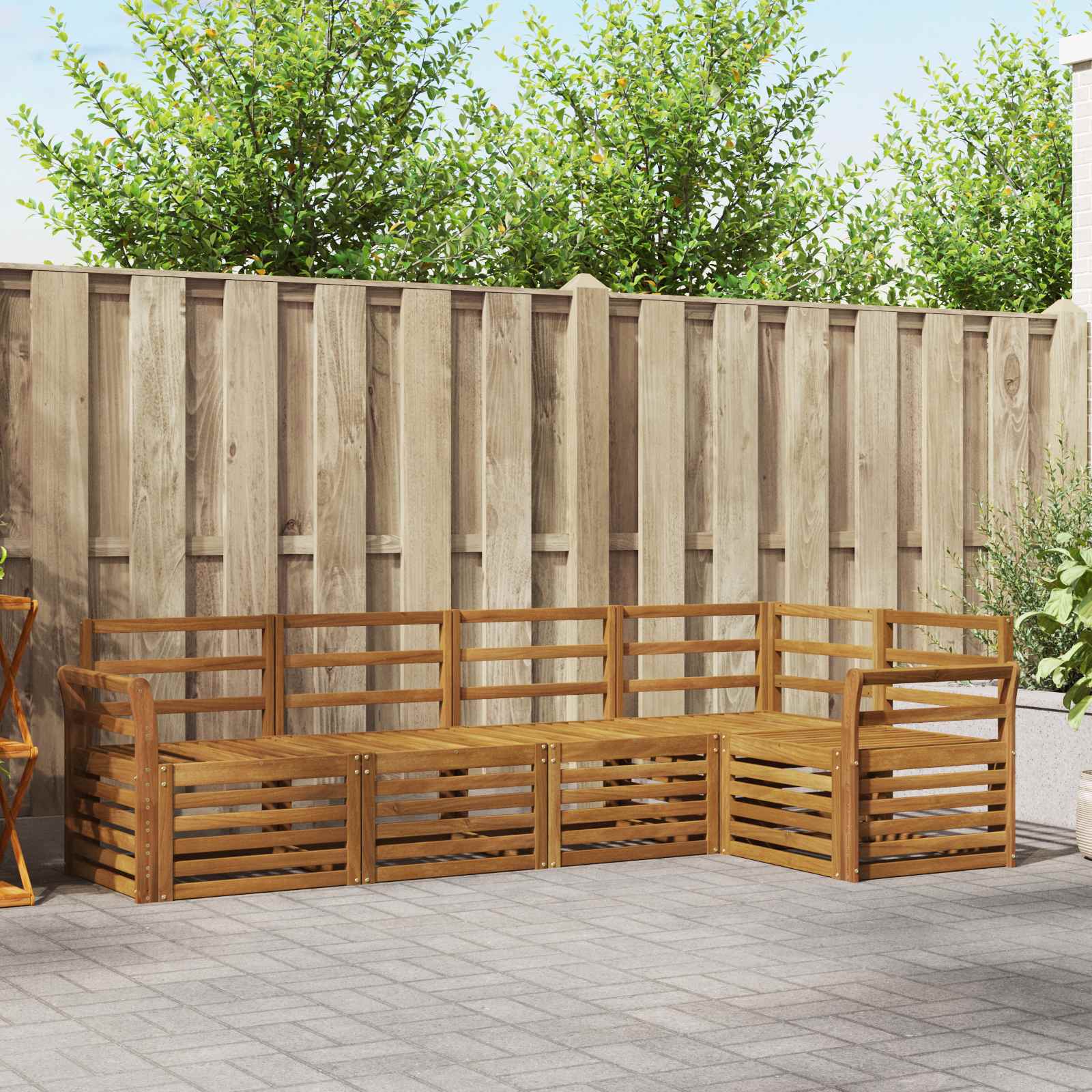 Ensemble de canapé d'angle 5 pcs Naturel Bois d'Acacia Massif - XIOS