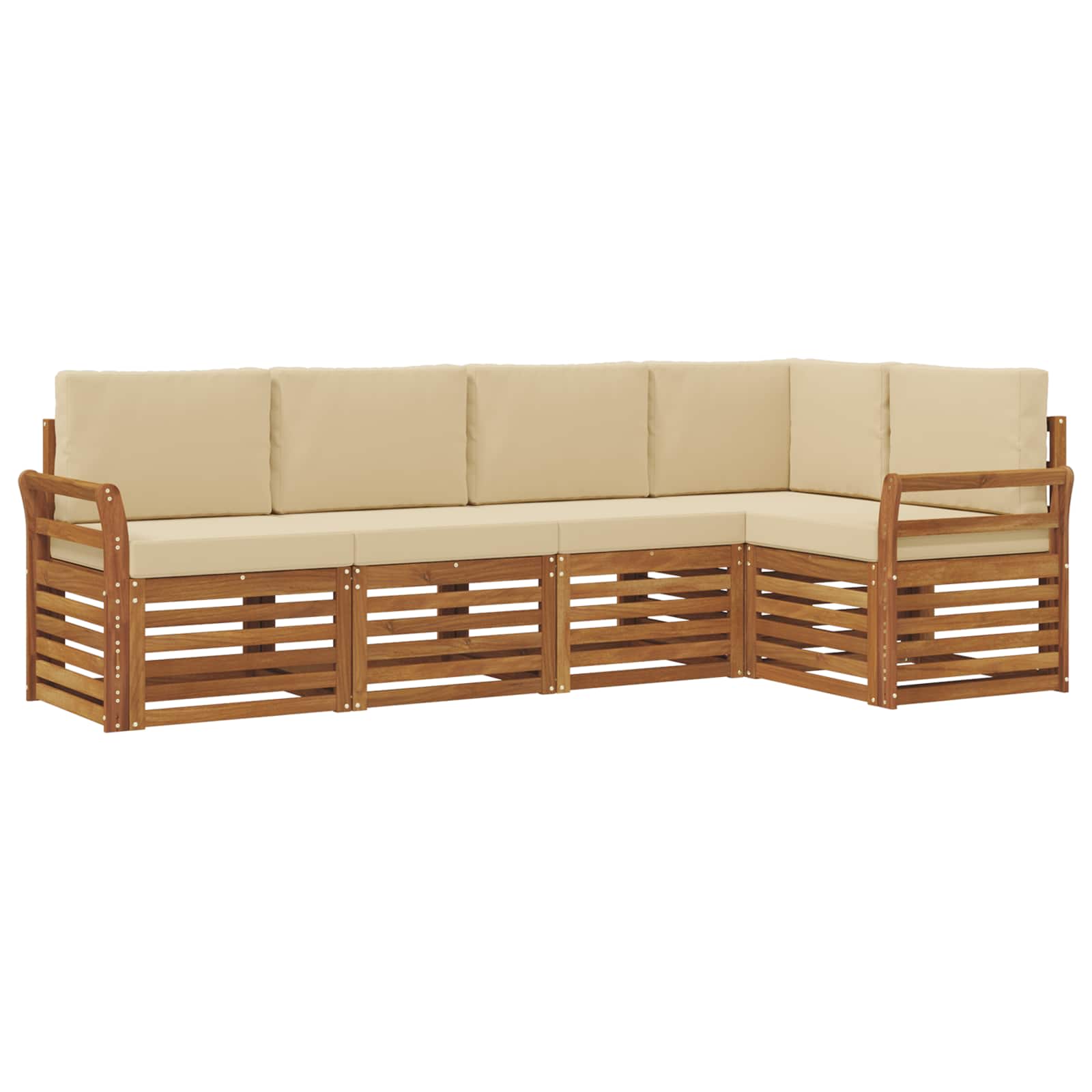 Ensemble de canapé d'angle avec coussin 5 pcs Naturel et Beige - XIOS