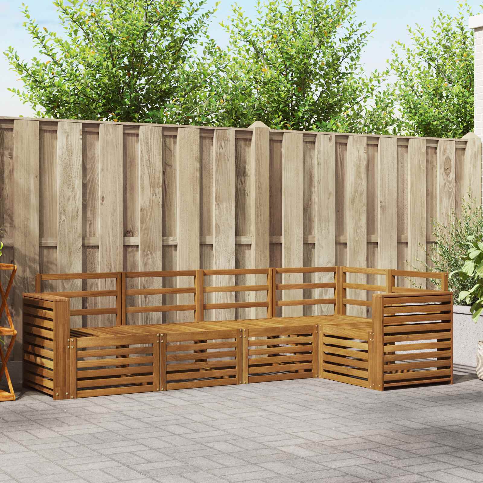 Ensemble de canapé d'angle 5 pcs Naturel Bois d'Acacia Massif - XIOS