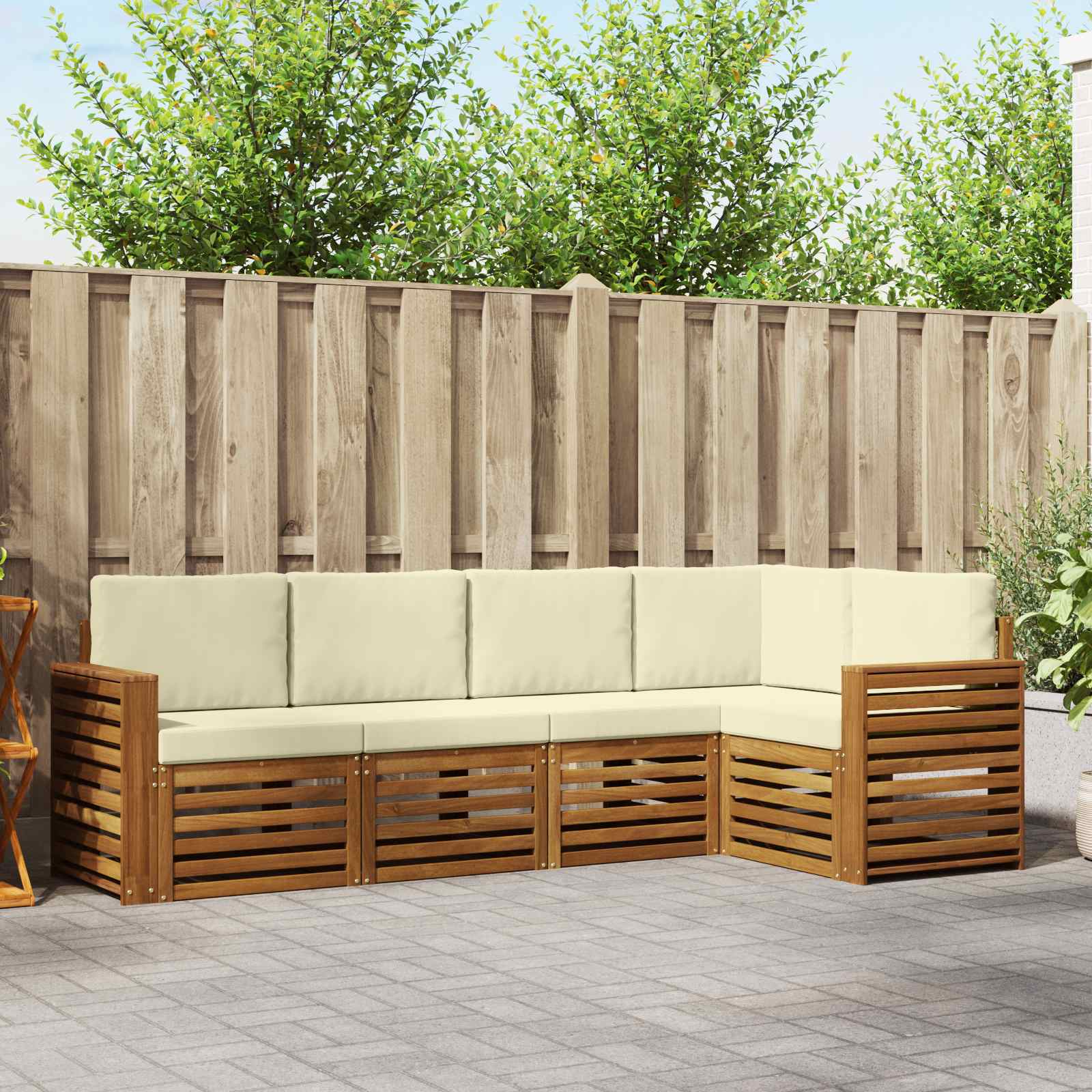 Ensemble de canapé d'angle avec coussin 5 pcs Naturel et Crème - XIOS
