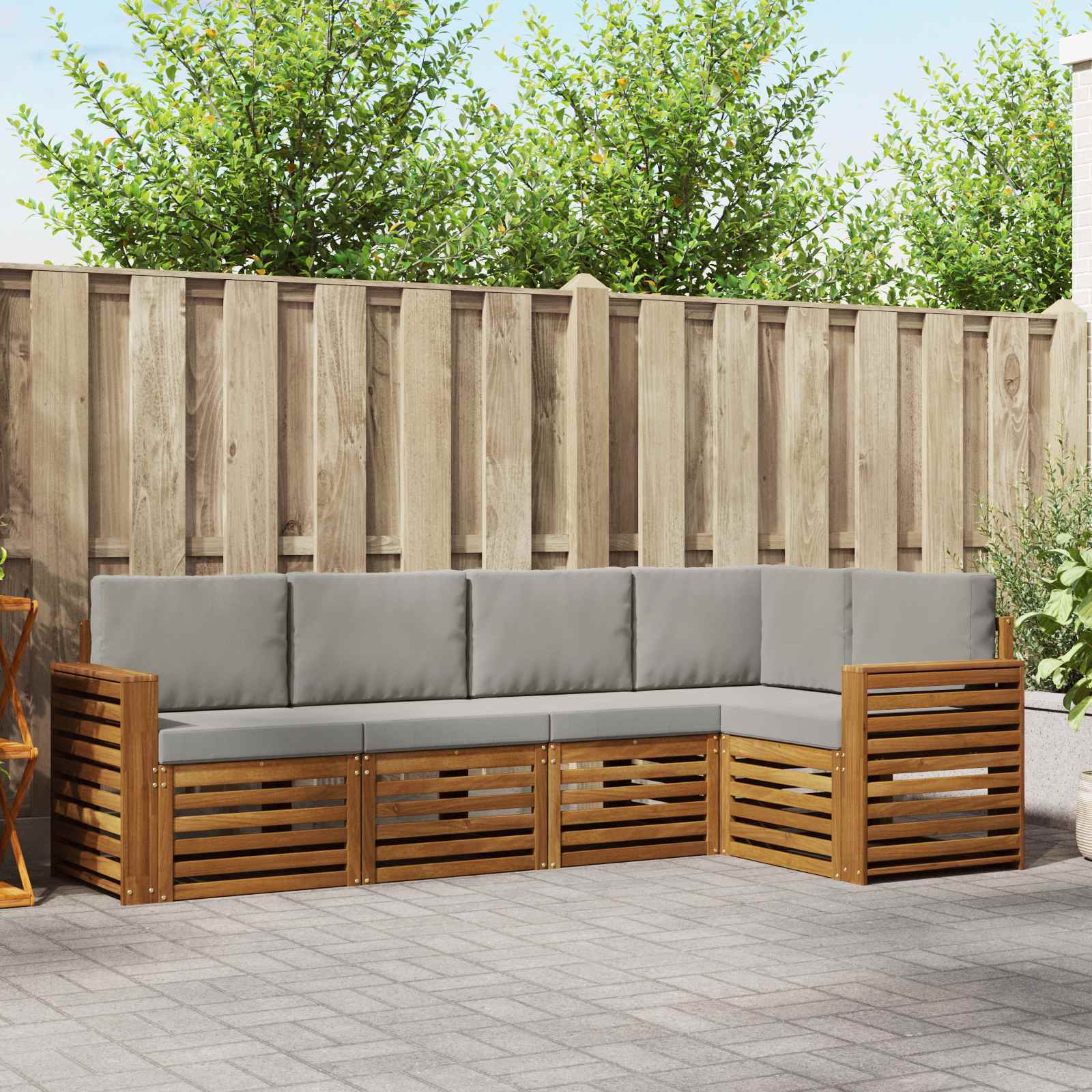 Ensemble de canapé d'angle 5 pcs Gris Naturel et Clair - XIOS
