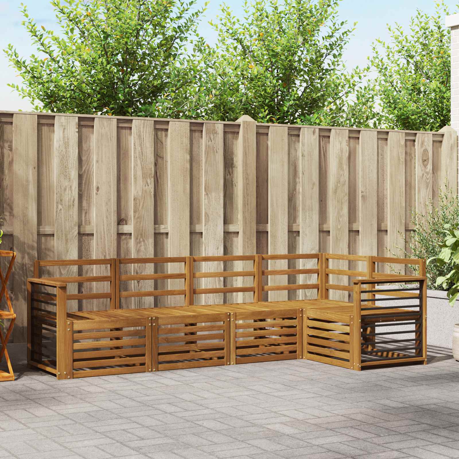 Ensembles de canapés 5 pcs Naturel Bois d'Acacia Massif - XIOS