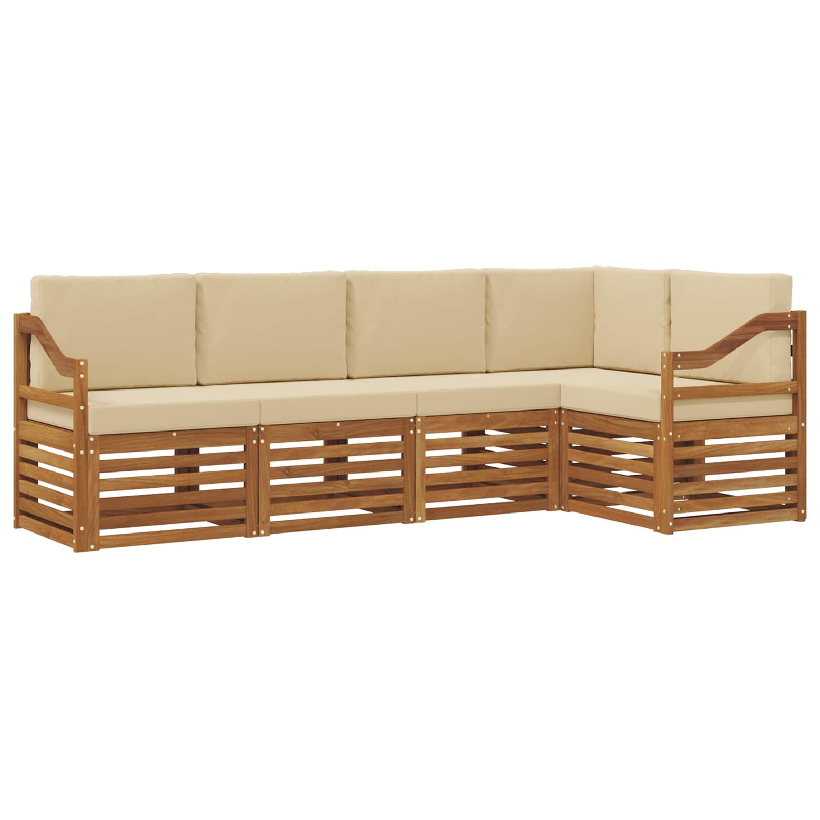 Ensemble de canapé d'angle avec coussin 5 pcs Naturel et Beige - XIOS