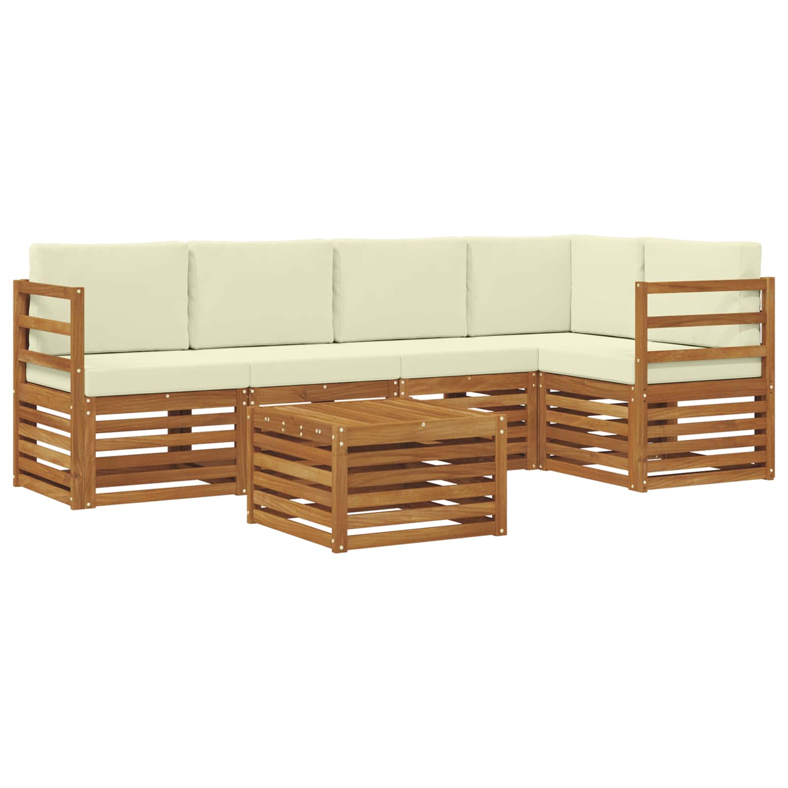 Ensemble de canapé d'angle avec coussin 6 pcs Naturel et Crème - XIOS
