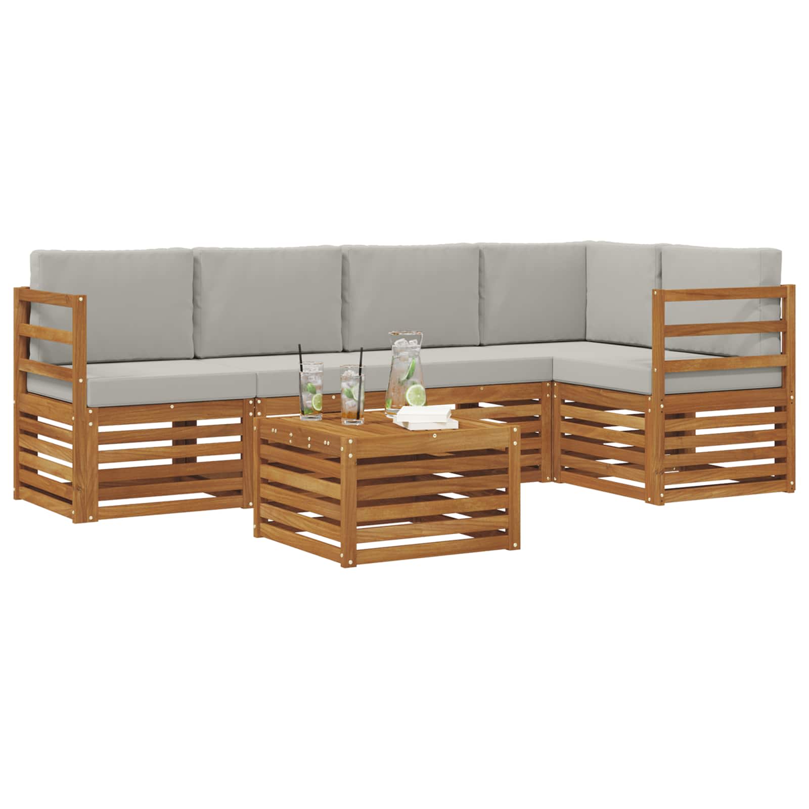 Ensemble de canapé d'angle 6 pcs Gris Naturel et Clair - XIOS