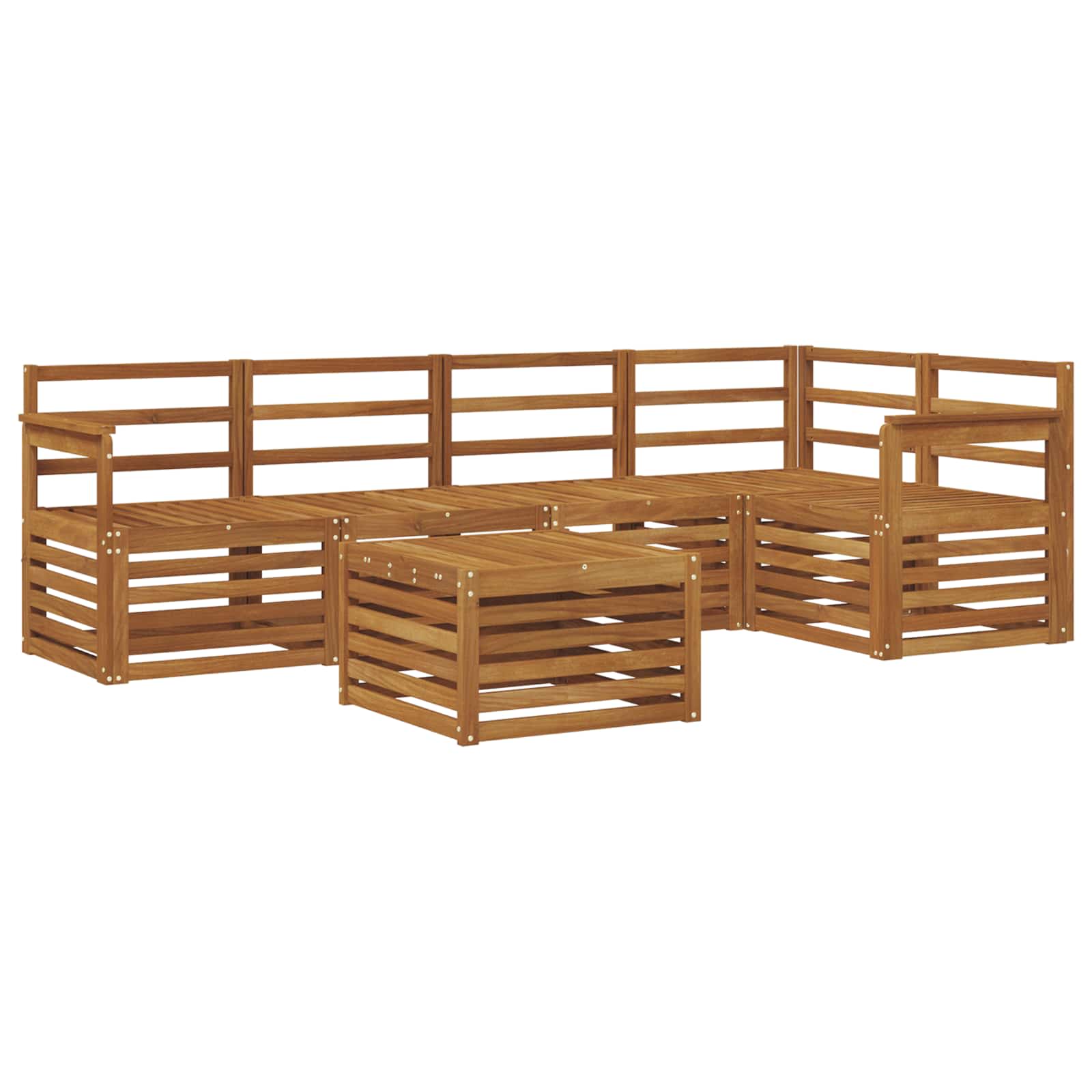 Ensemble de canapé d'angle 6 pcs Naturel Bois d'Acacia Massif - XIOS