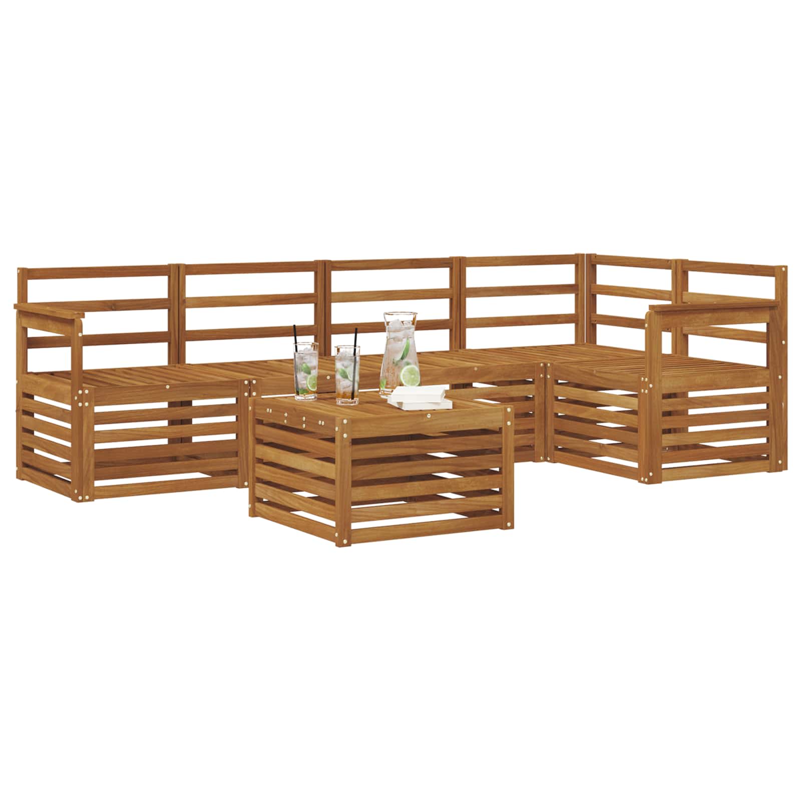 Ensemble de canapé d'angle 6 pcs Naturel Bois d'Acacia Massif - XIOS