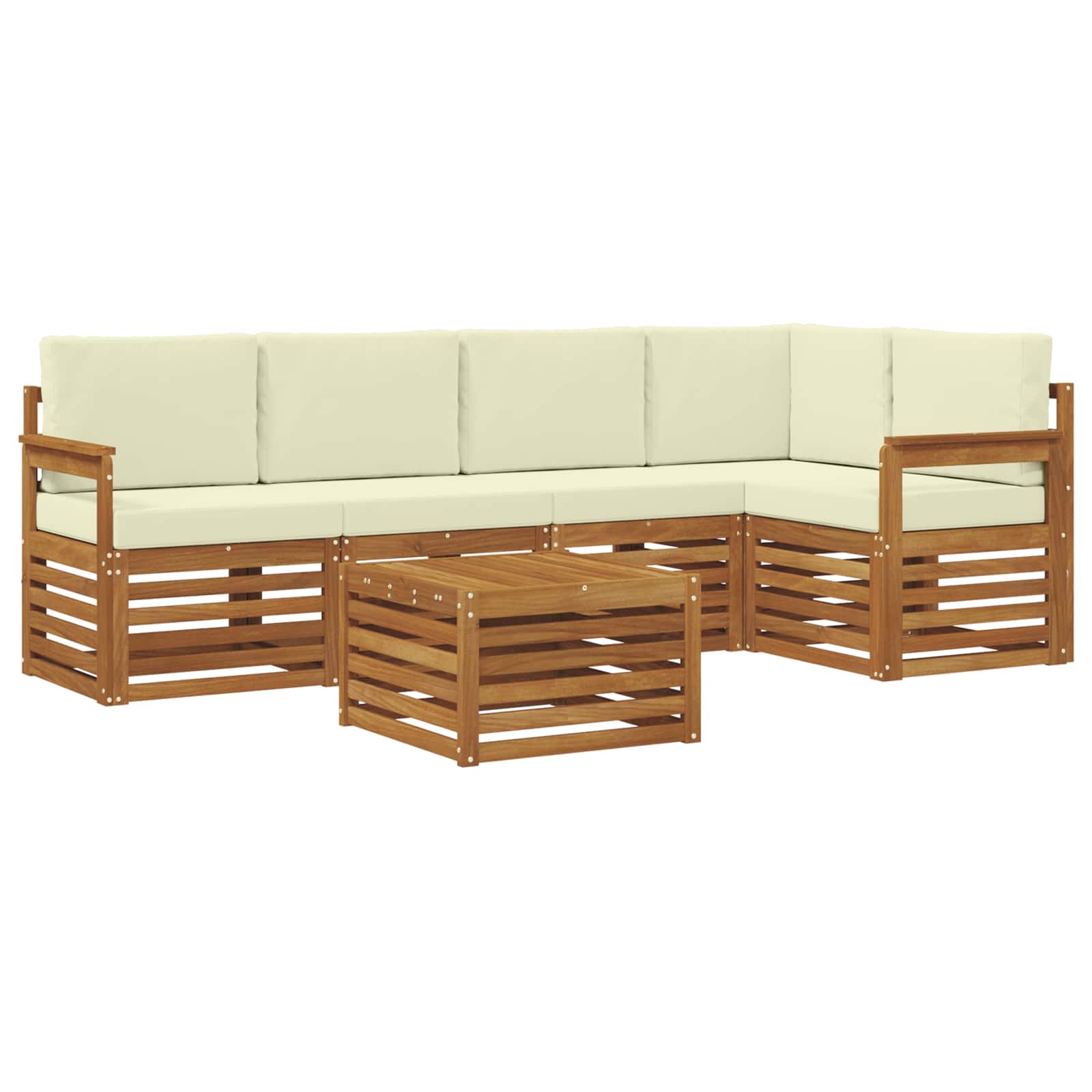Ensemble de canapé d'angle avec coussin 6 pcs Naturel et Crème - XIOS