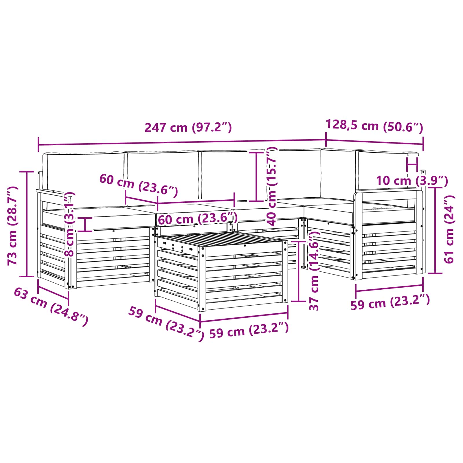 Ensemble de canapé d'angle 6 pcs Naturel et Anthracite - XIOS