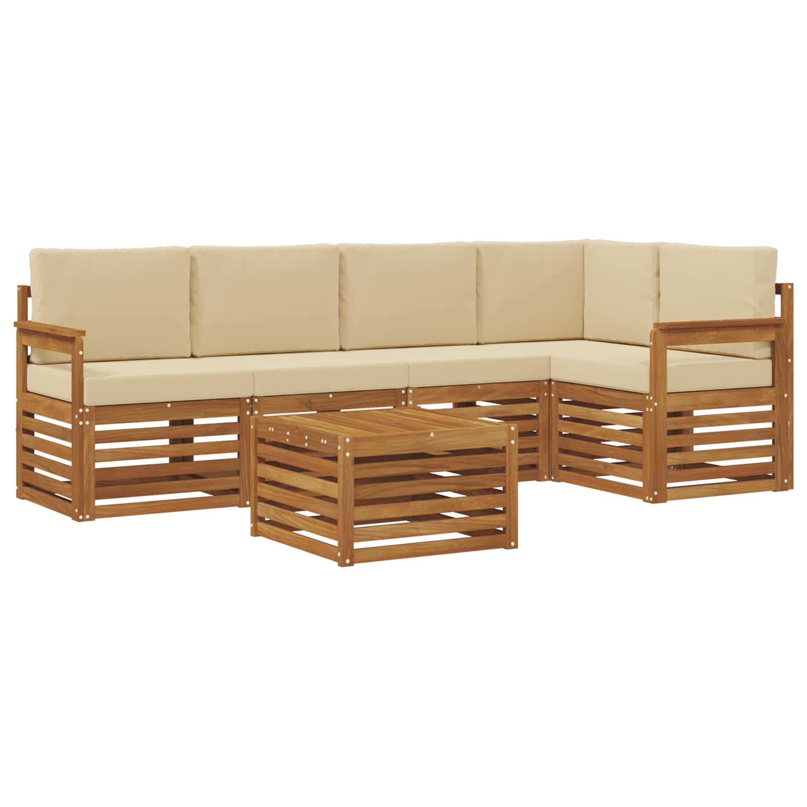 Ensemble de canapé d'angle avec coussin 6 pcs Naturel et Beige - XIOS