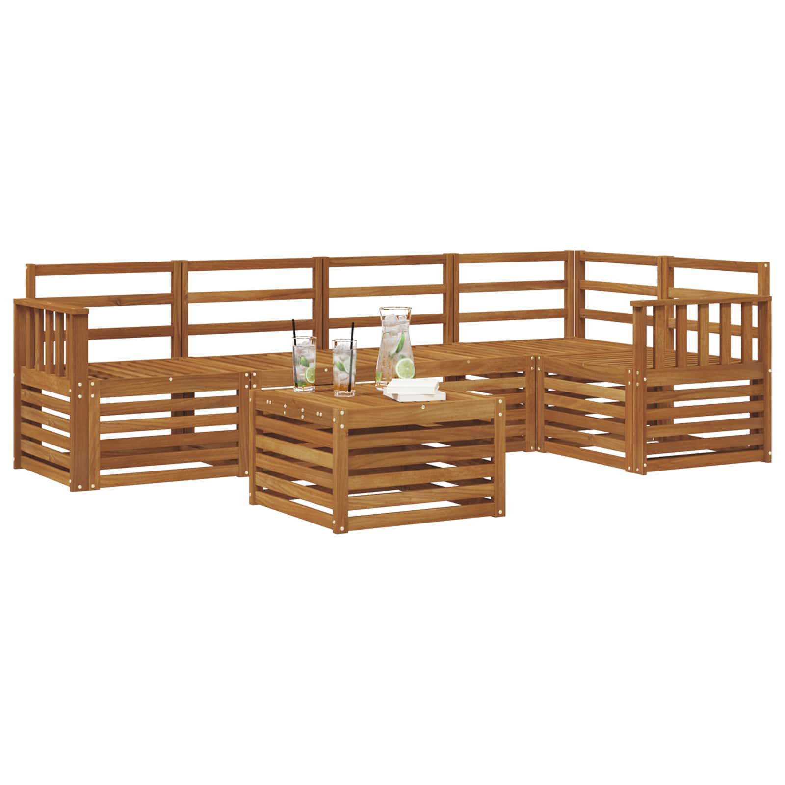 Ensemble de canapé d'angle 6 pcs Naturel Bois d'Acacia Massif - XIOS