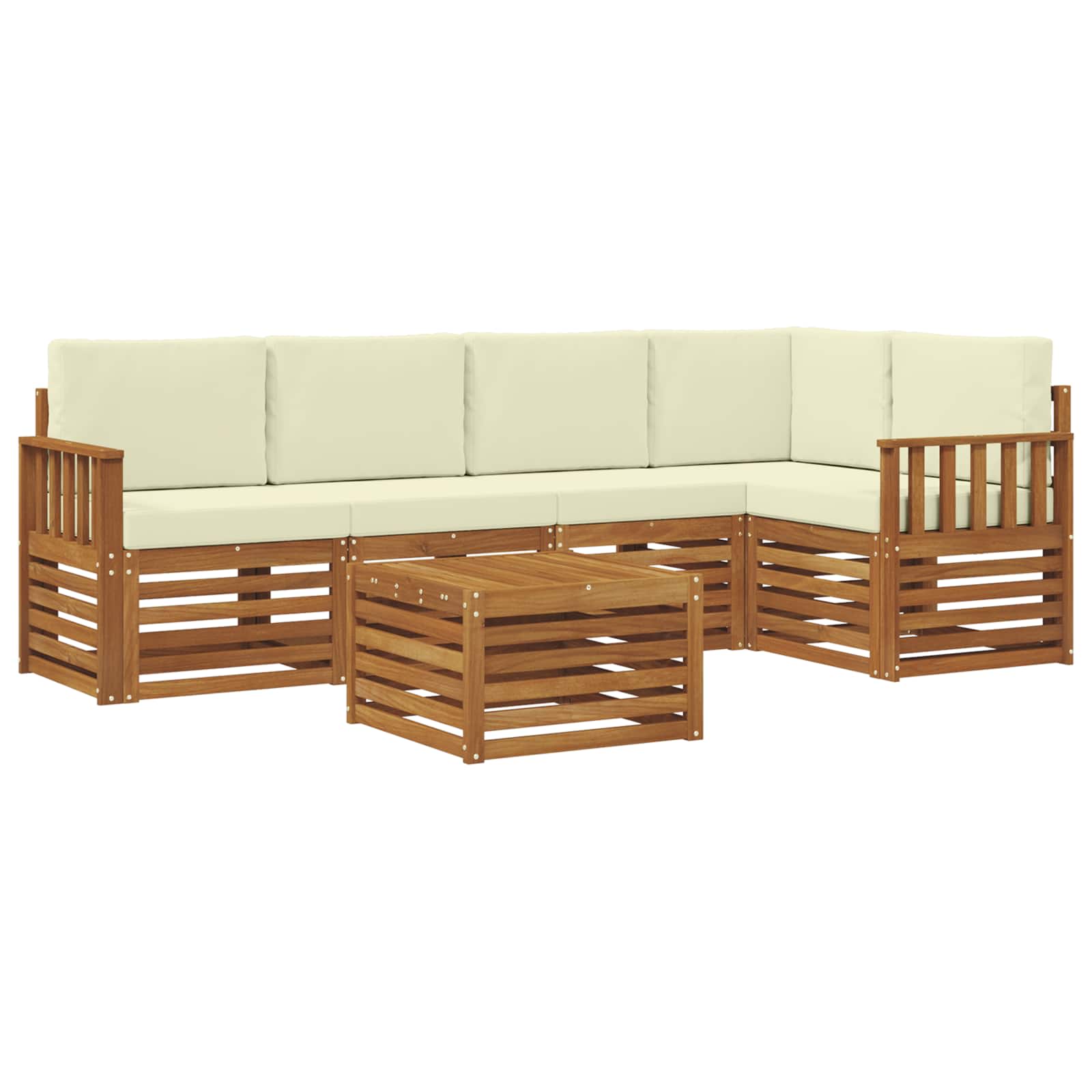 Ensemble de canapé d'angle avec coussin 6 pcs Naturel et Crème - XIOS