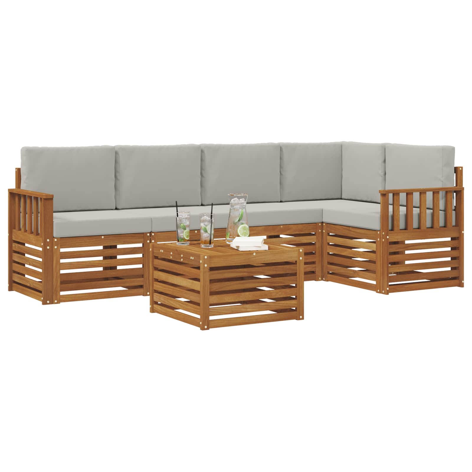 Ensemble de canapé d'angle 6 pcs Gris Naturel et Clair - XIOS