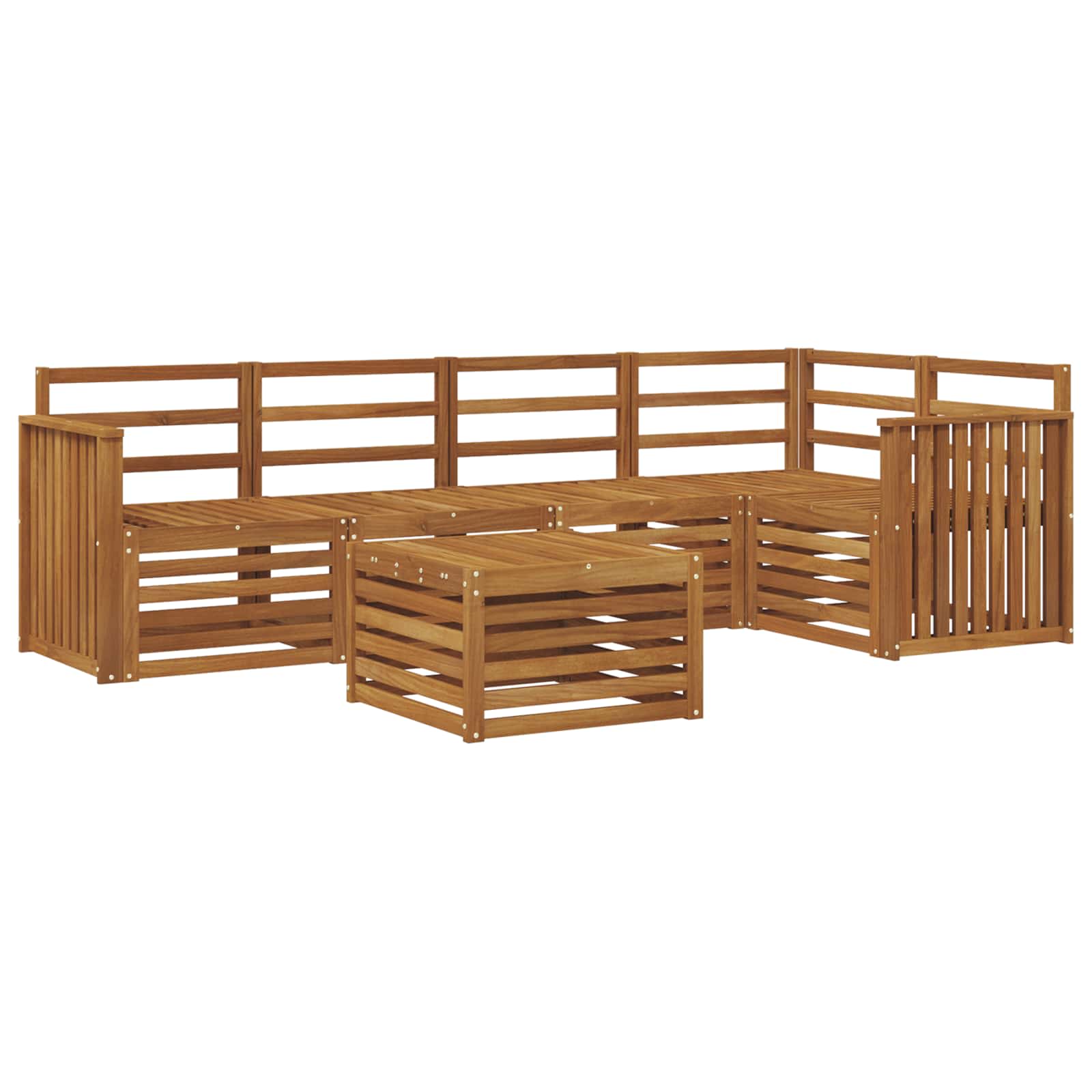 Ensemble de canapé d'angle 6 pcs Naturel Bois d'Acacia Massif - XIOS