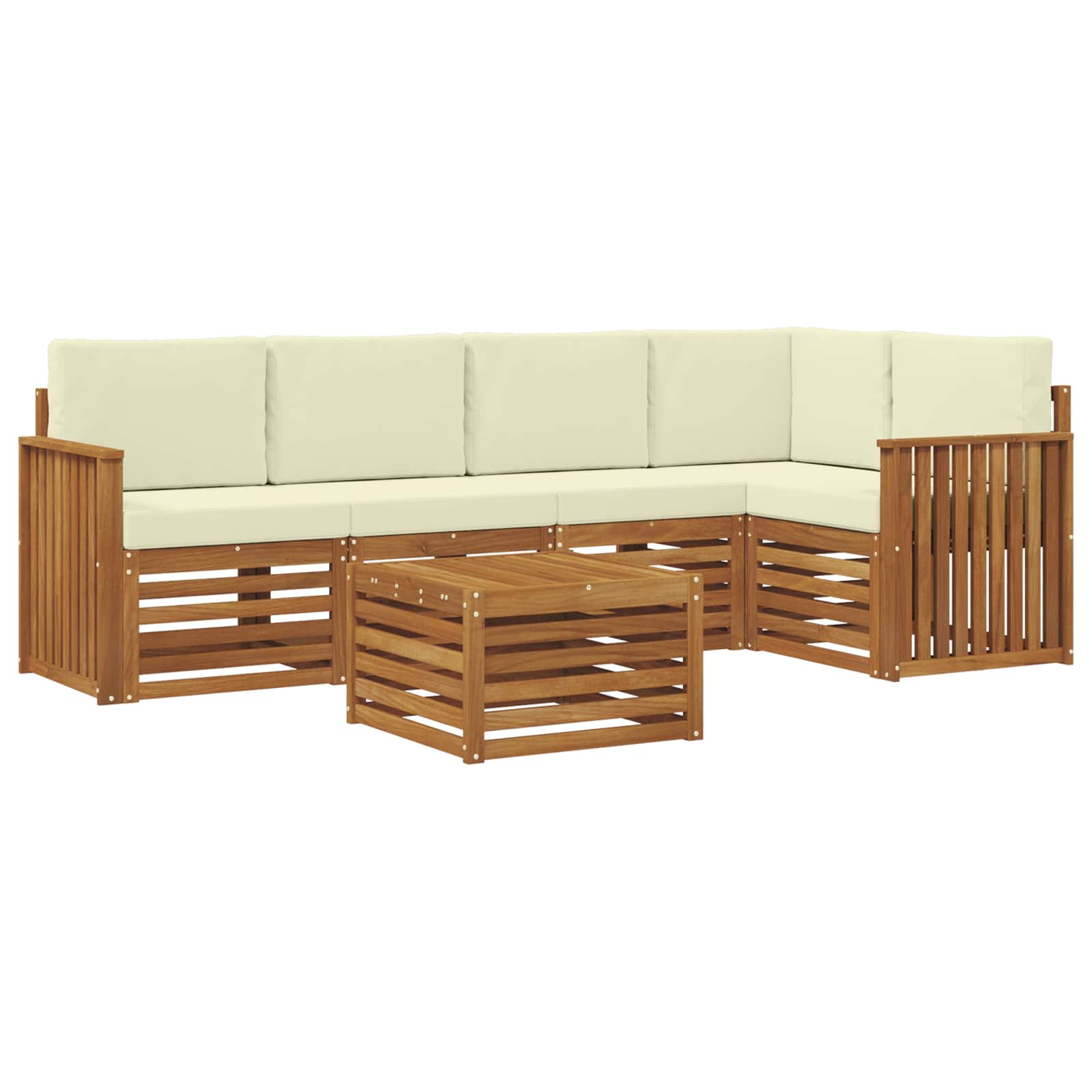 Ensemble de canapé d'angle avec coussin 6 pcs Naturel et Crème - XIOS