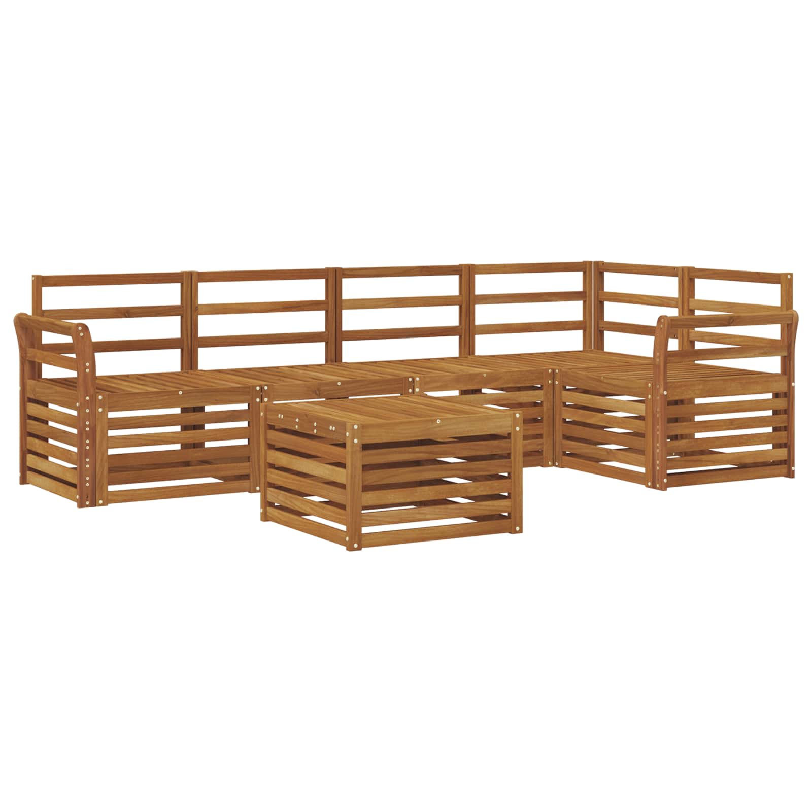 Ensemble de canapé d'angle 6 pcs Naturel Bois d'Acacia Massif - XIOS