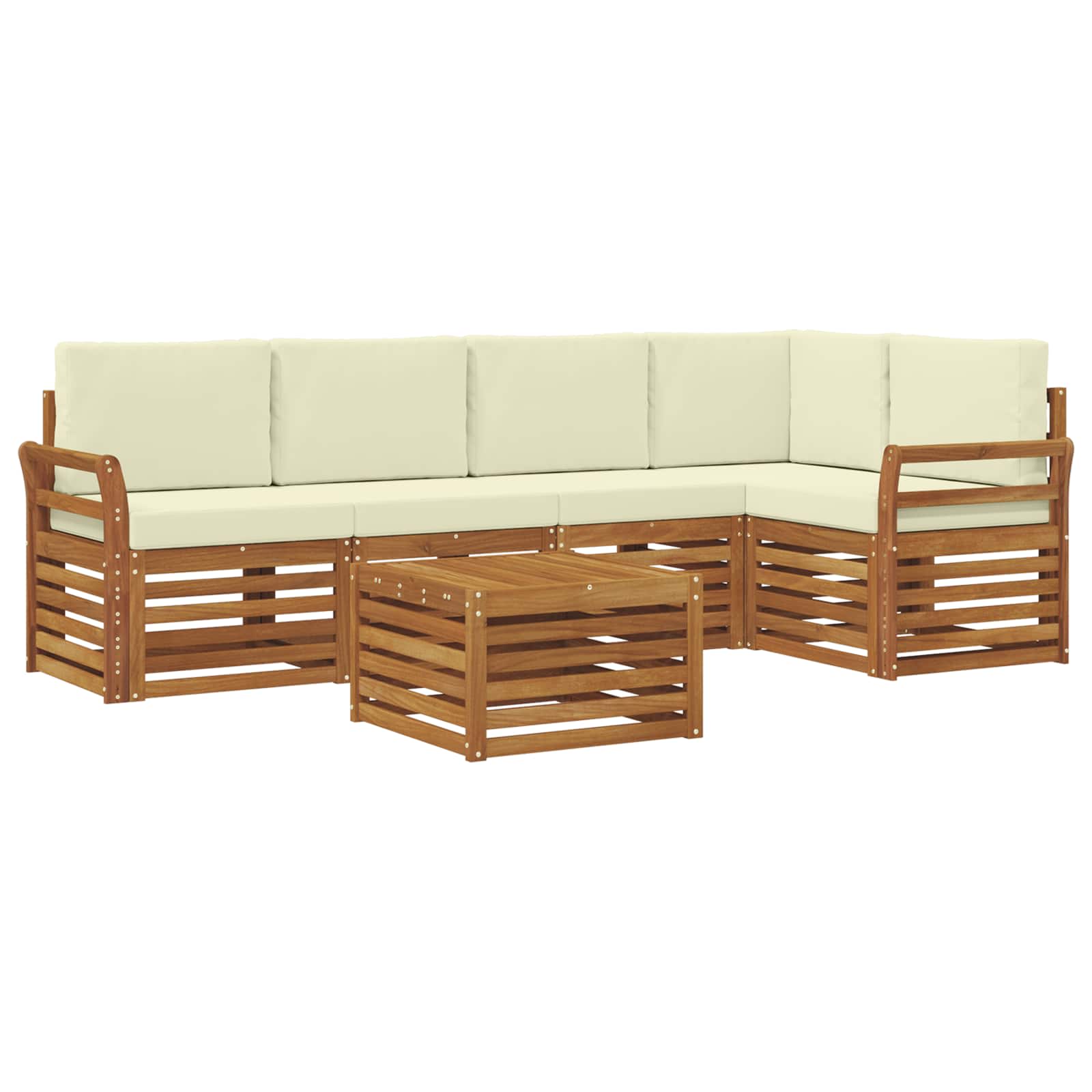 Ensemble de canapé d'angle avec coussin 6 pcs Naturel et Crème - XIOS