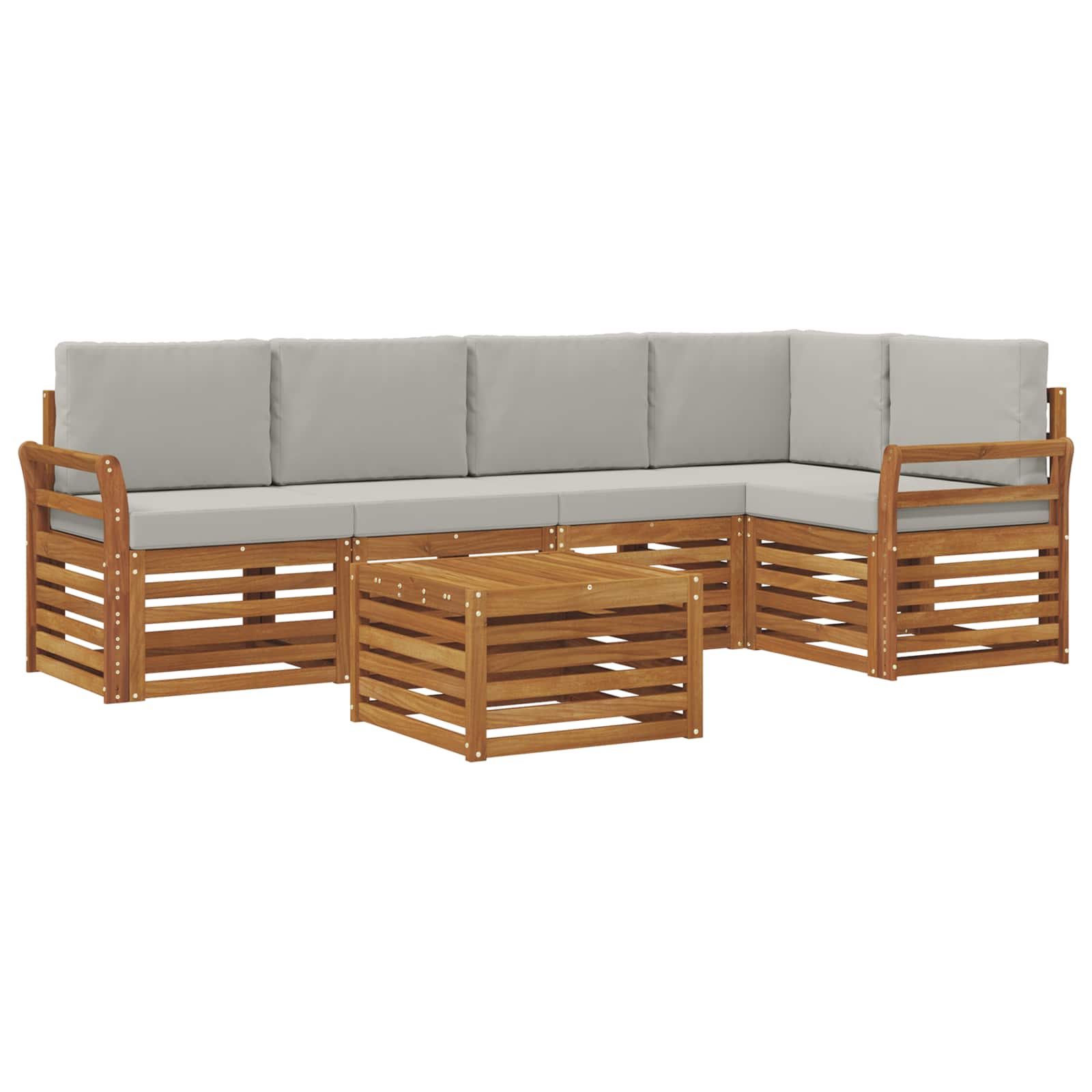 Ensembles de canapés avec coussin 6 pcs Gris Naturel et Clair