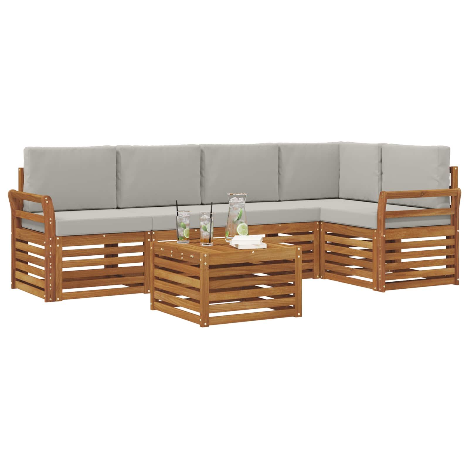Ensemble de canapé d'angle 6 pcs Gris Naturel et Clair - XIOS