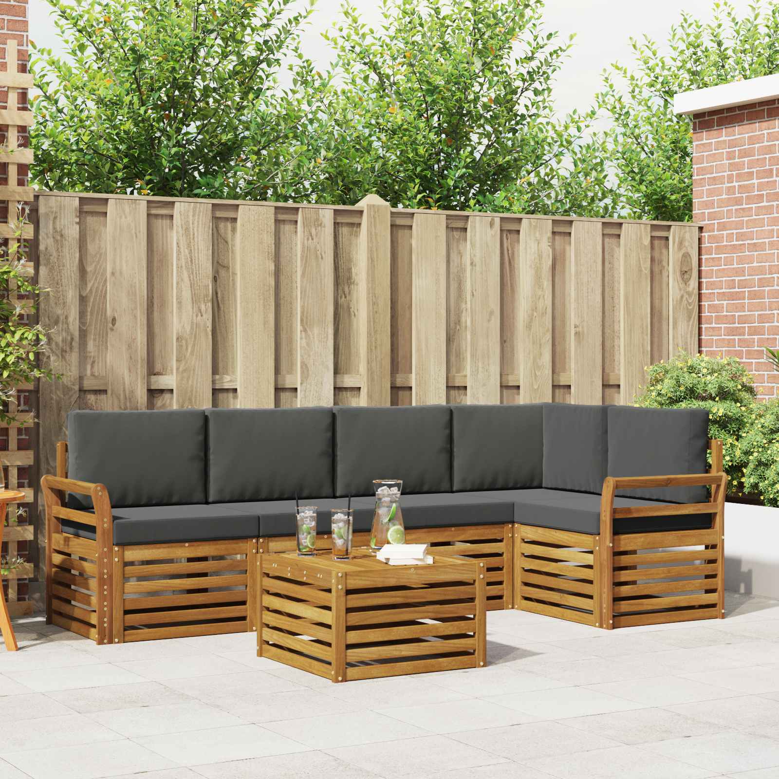 Ensembles de canapés avec coussin 6 pcs Naturel et Anthracite