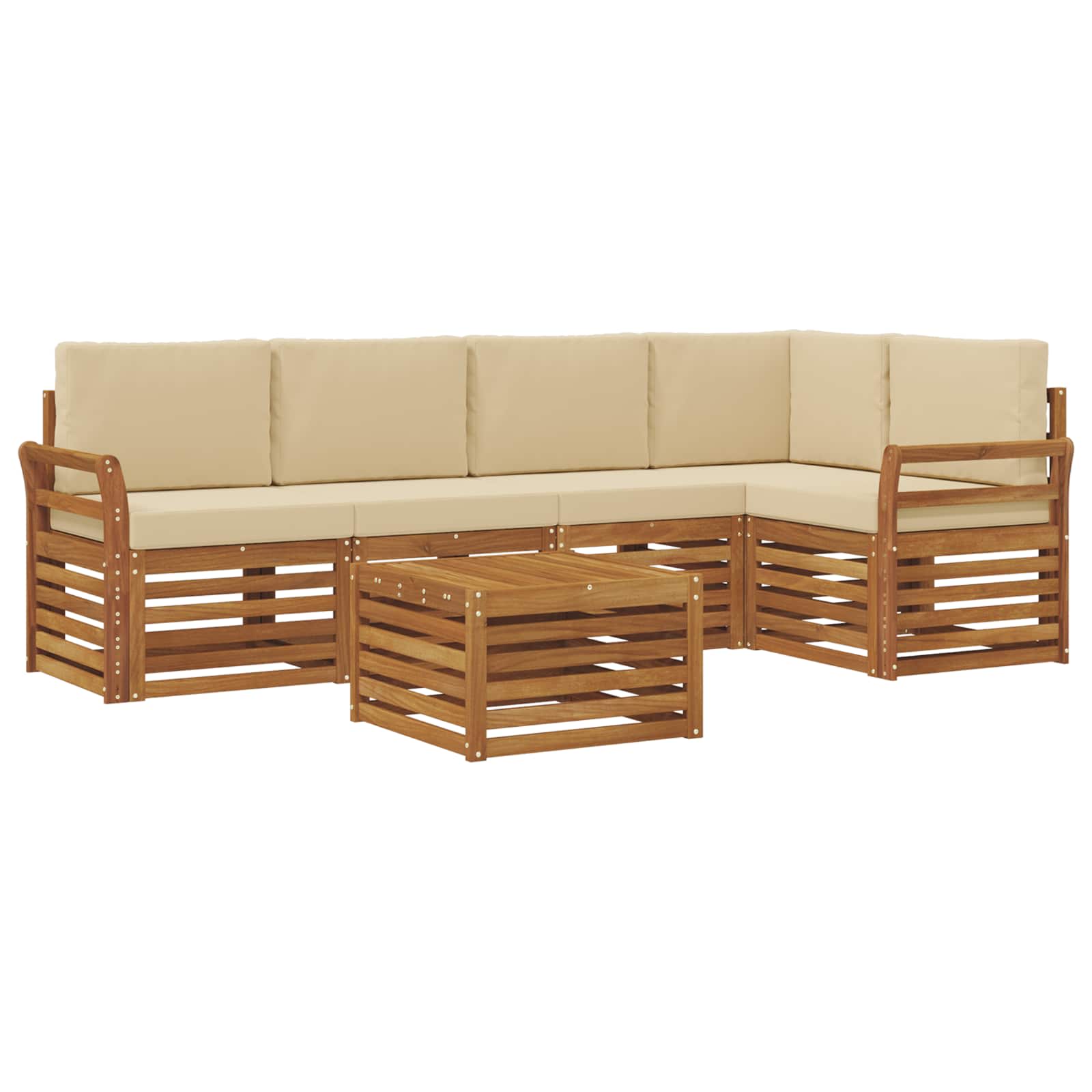 Ensemble de canapé d'angle avec coussin 6 pcs Naturel et Beige - XIOS
