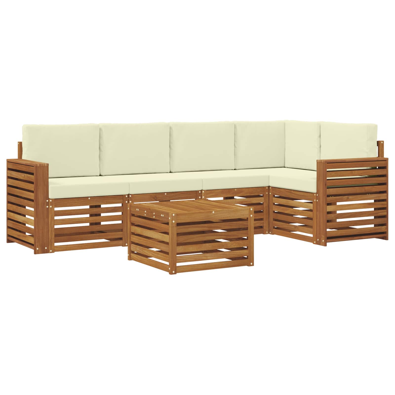 Ensemble de canapé d'angle avec coussin 6 pcs Naturel et Crème - XIOS