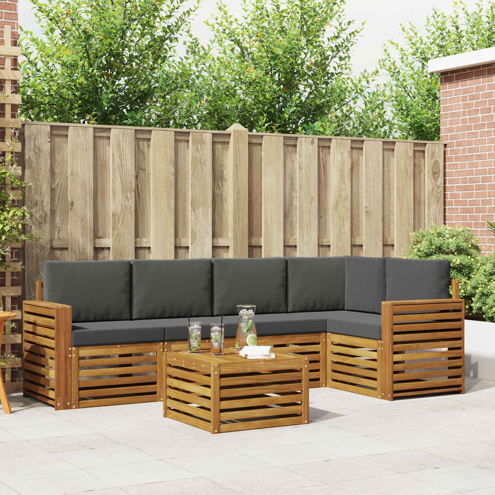 Ensemble de canapé d'angle 6 pcs Naturel et Anthracite - XIOS