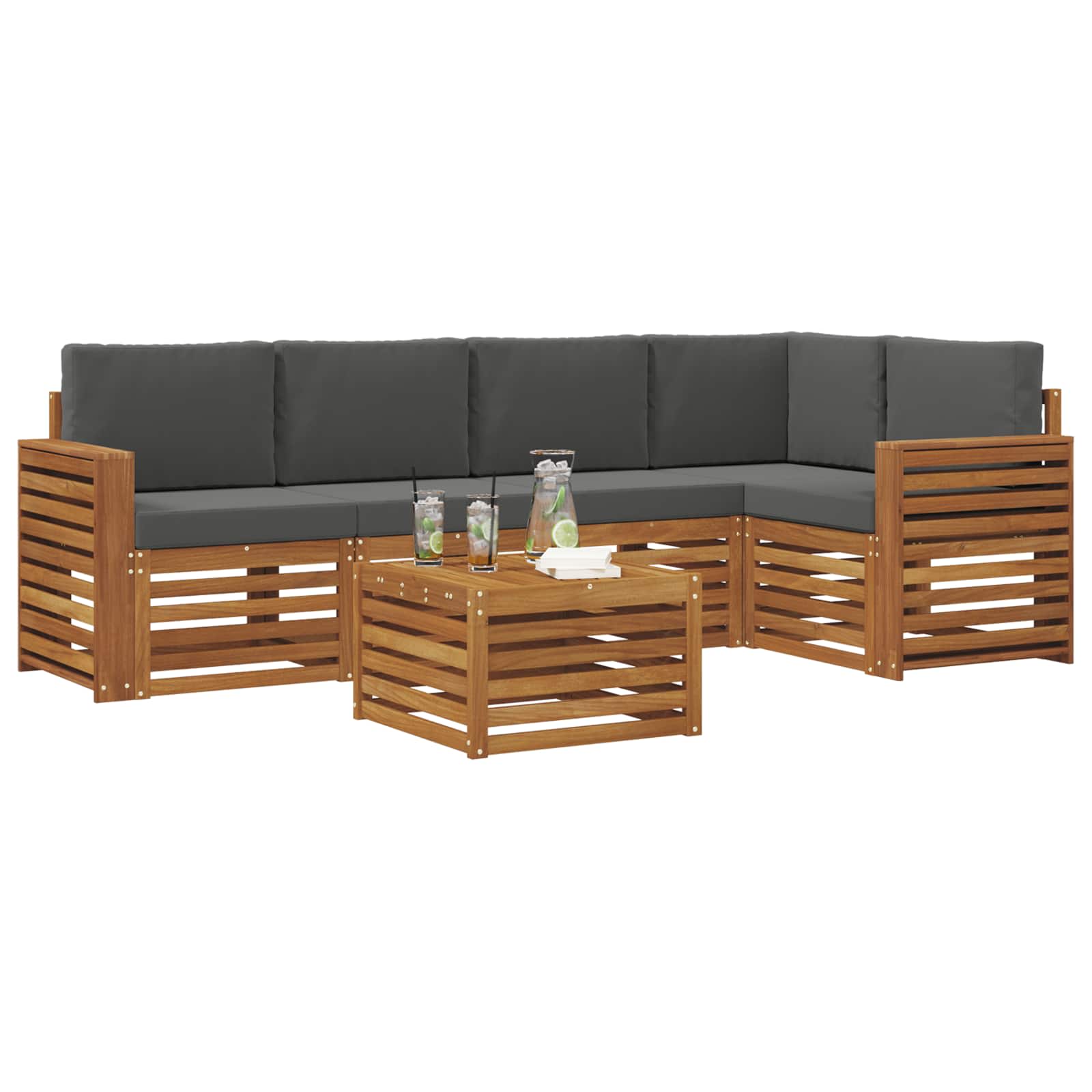 Ensemble de canapé d'angle 6 pcs Naturel et Anthracite - XIOS