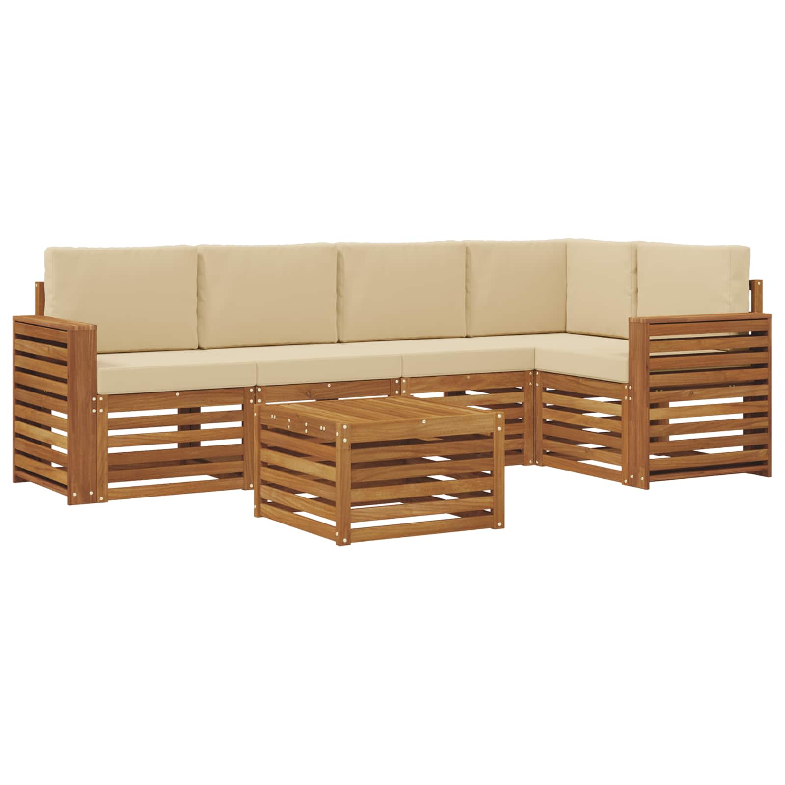 Ensemble de canapé d'angle avec coussin 6 pcs Naturel et Beige - XIOS