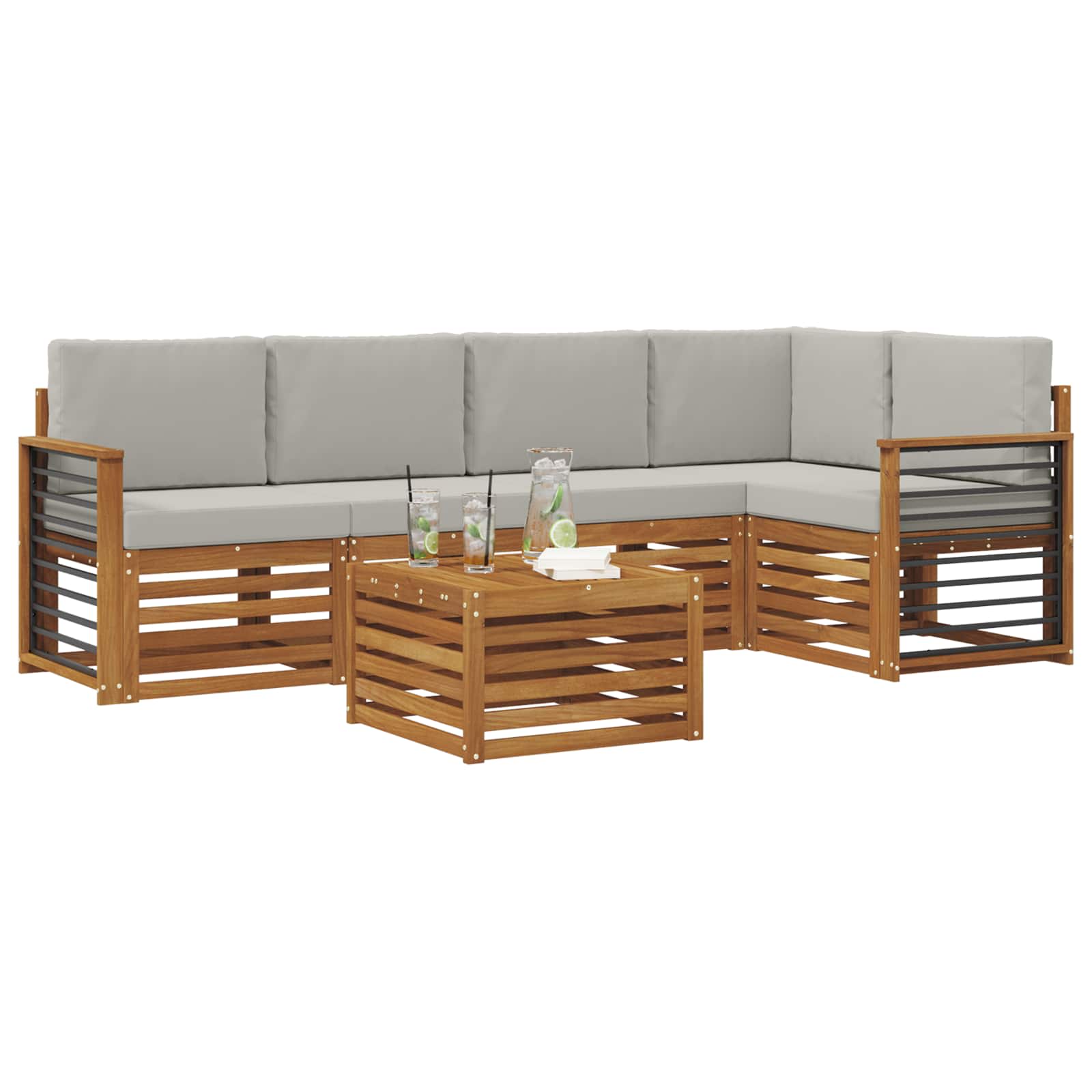 Ensemble de canapé d'angle 6 pcs Gris Naturel et Clair - XIOS