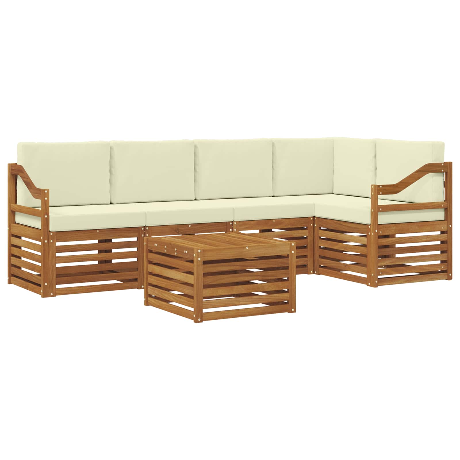 Ensemble de canapé d'angle avec coussin 6 pcs Naturel et Crème - XIOS