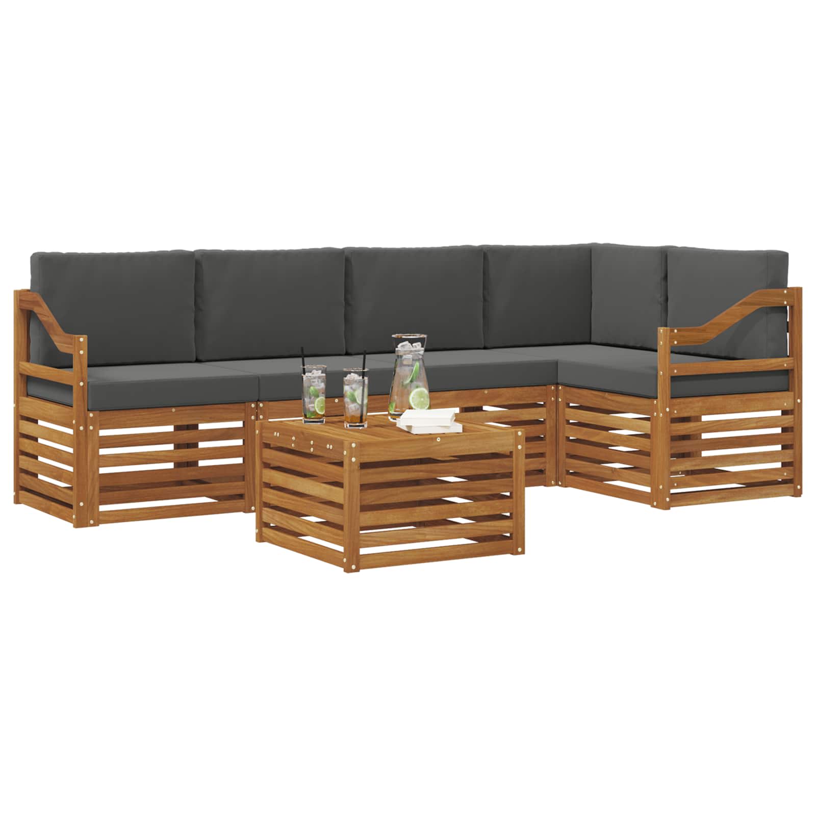 Ensemble de canapé d'angle 6 pcs Naturel et Anthracite - XIOS