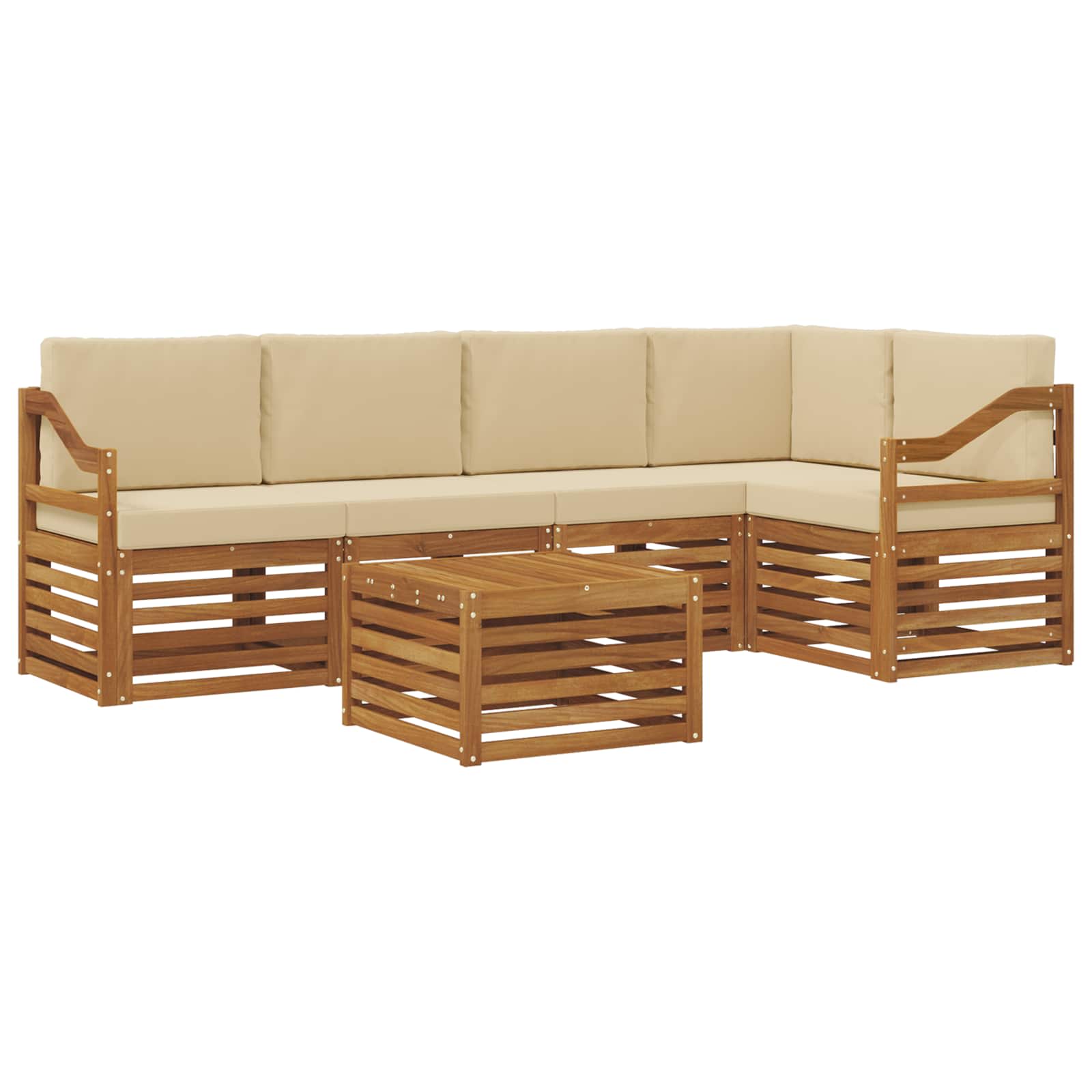 Ensemble de canapé d'angle avec coussin 6 pcs Naturel et Beige - XIOS