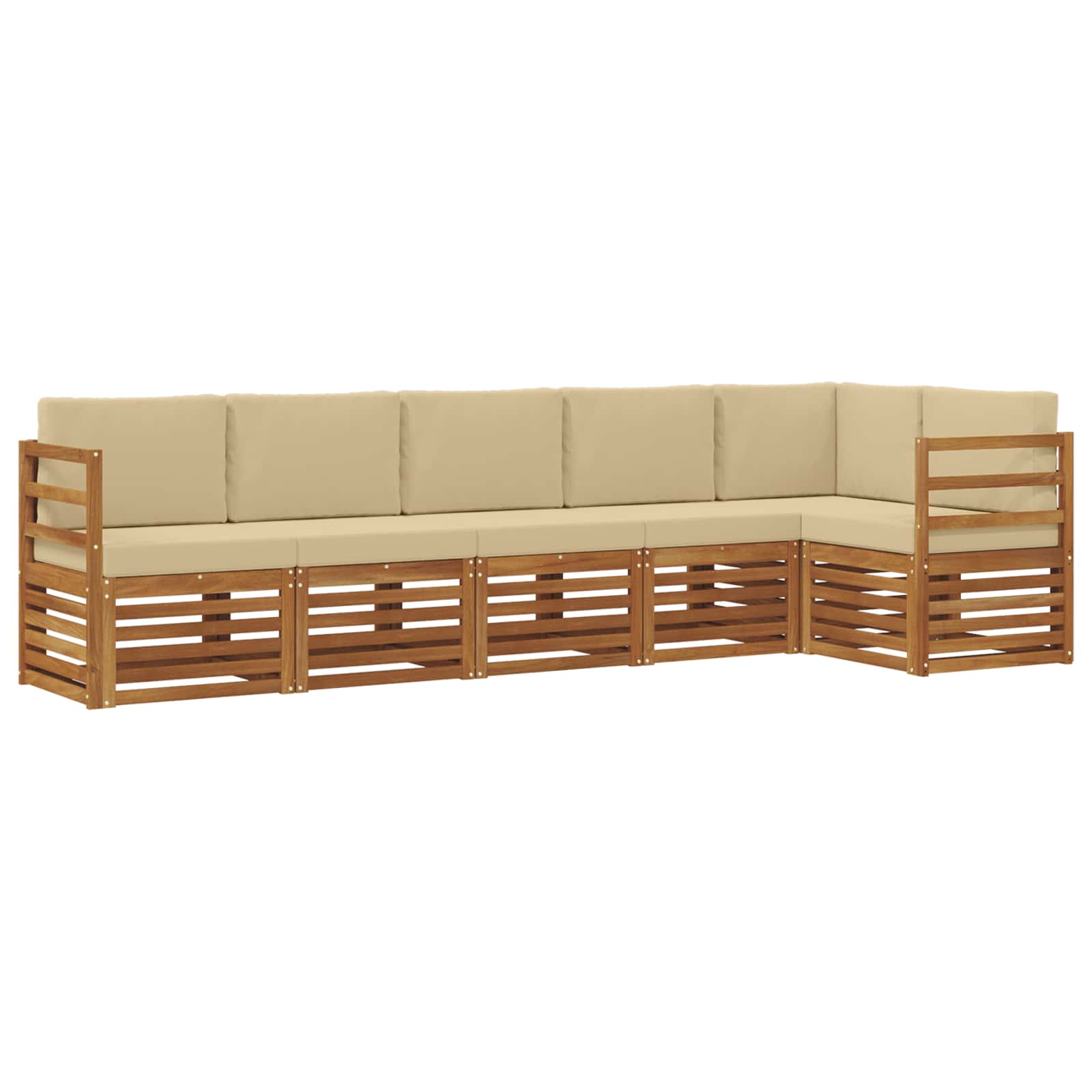 Ensemble de canapé d'angle avec coussin 6 pcs Naturel et Beige - XIOS