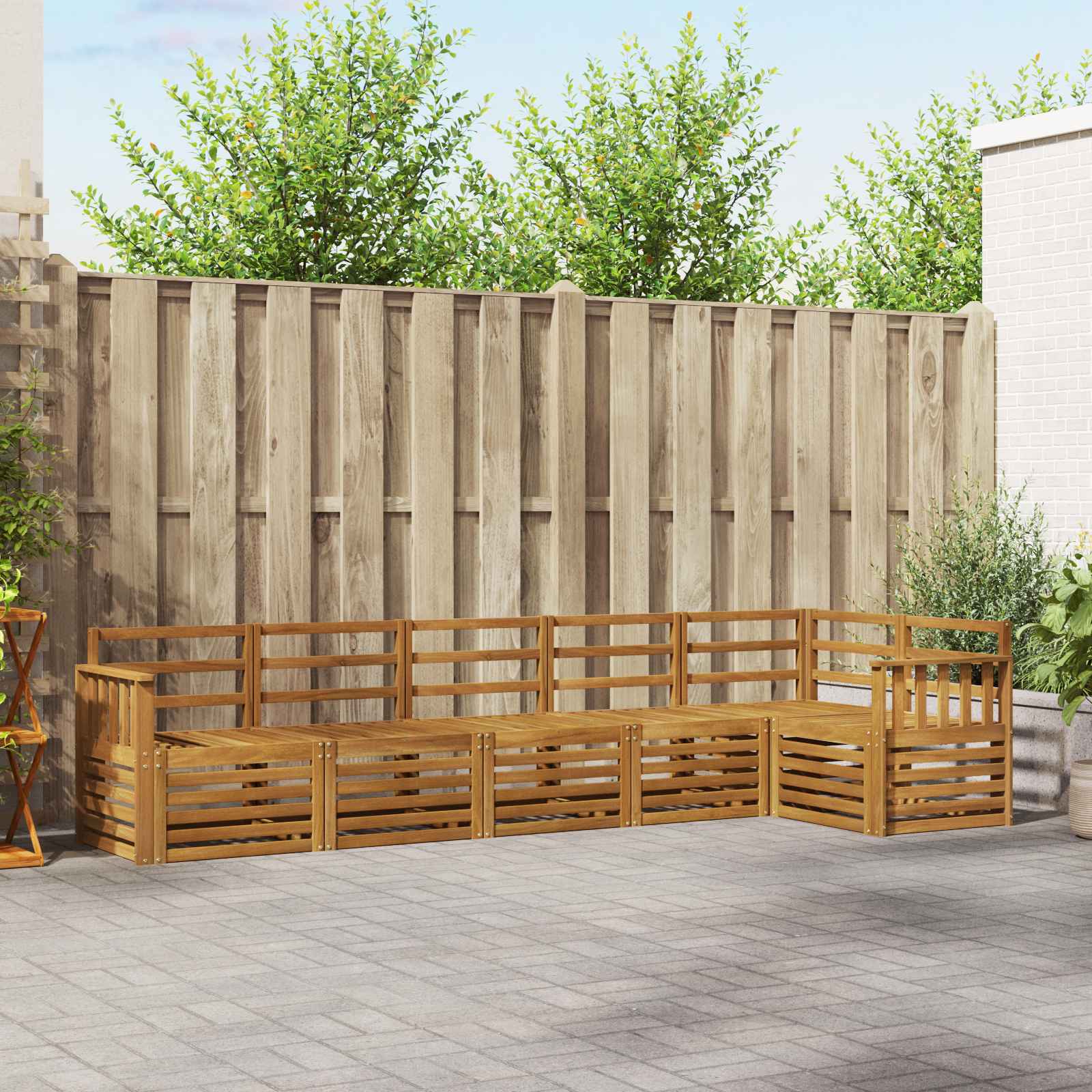 Ensemble de canapé d'angle 6 pcs Naturel Bois d'Acacia Massif - XIOS
